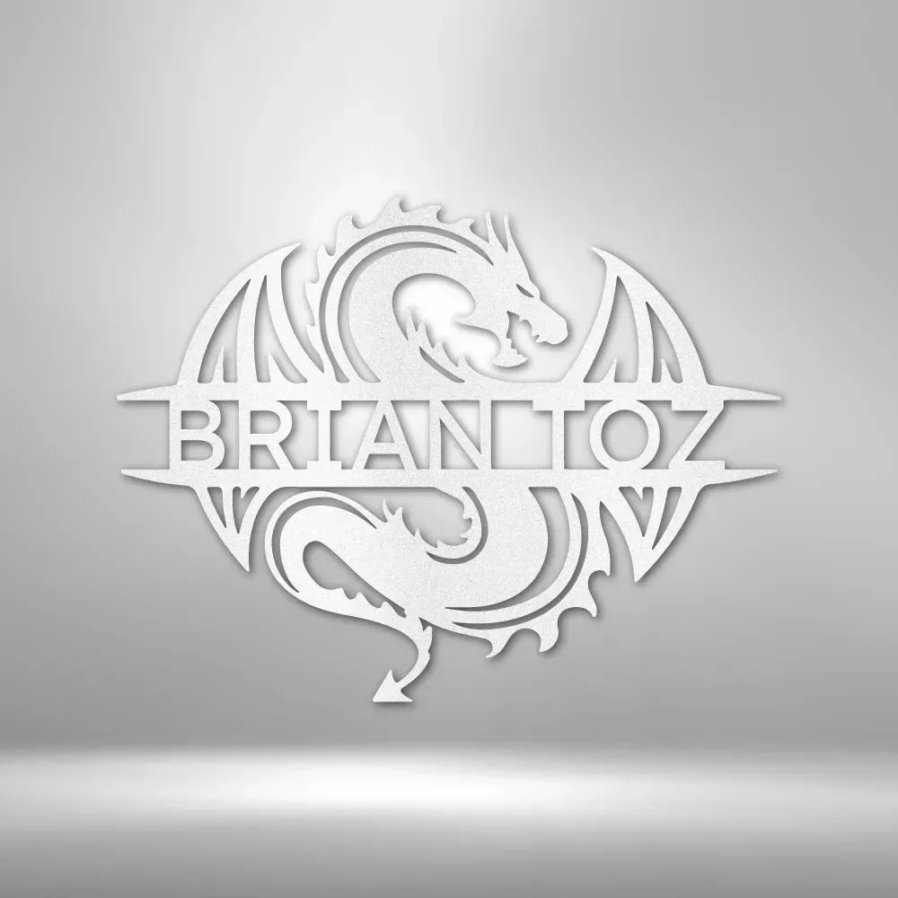 Celtic Dragon Monogram - Custom Steel Sign