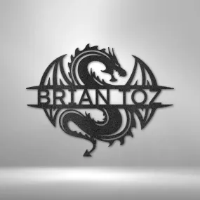 Celtic Dragon Monogram - Custom Steel Sign