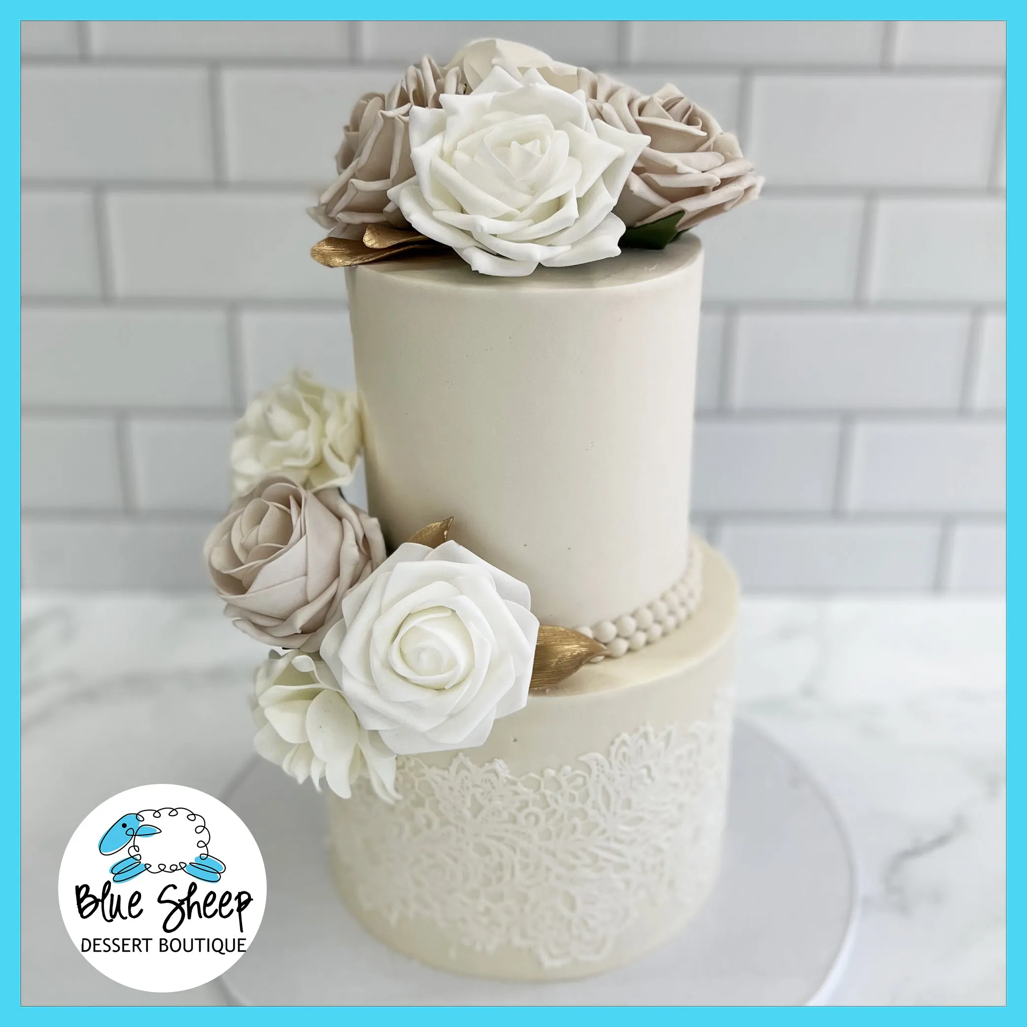 Champagne & Roses Custom Buttercream Cake