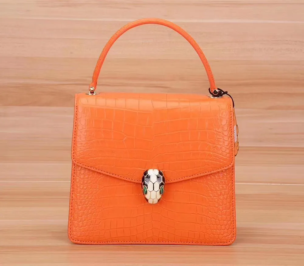 Classic Genuine Crocodile Leather Women Chain Crossbody Bag Flap Shoulder Bag