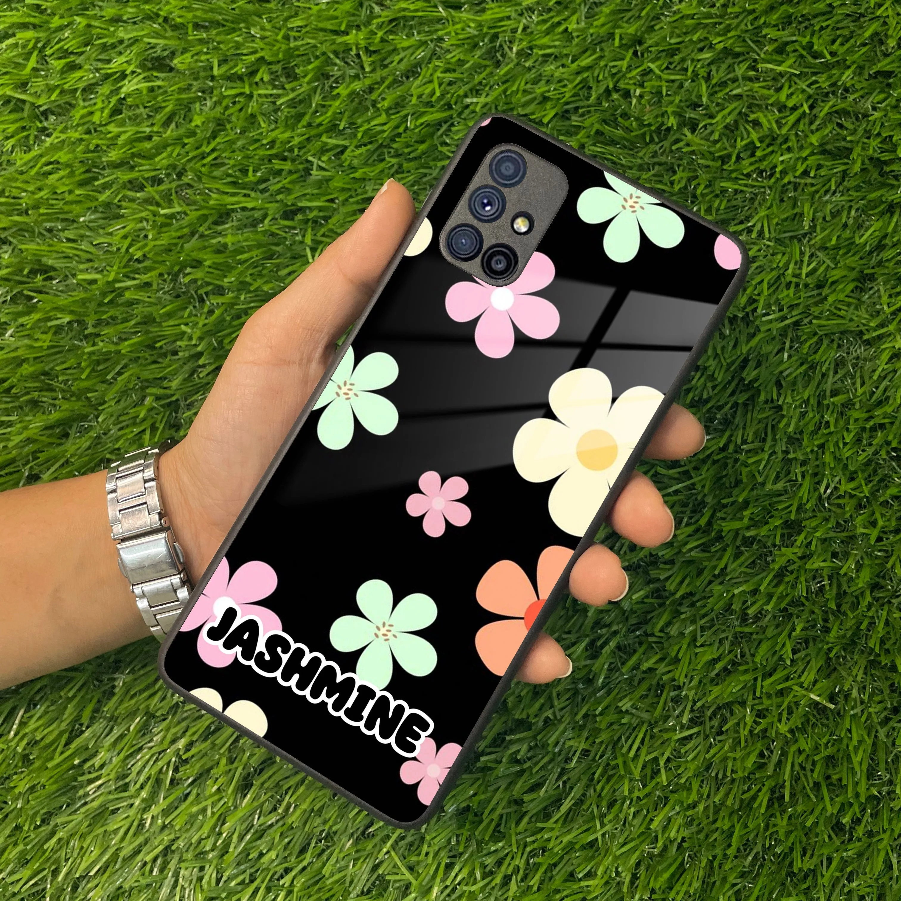 Colorfull Daisy Floral Glass Case Cover For Samsung