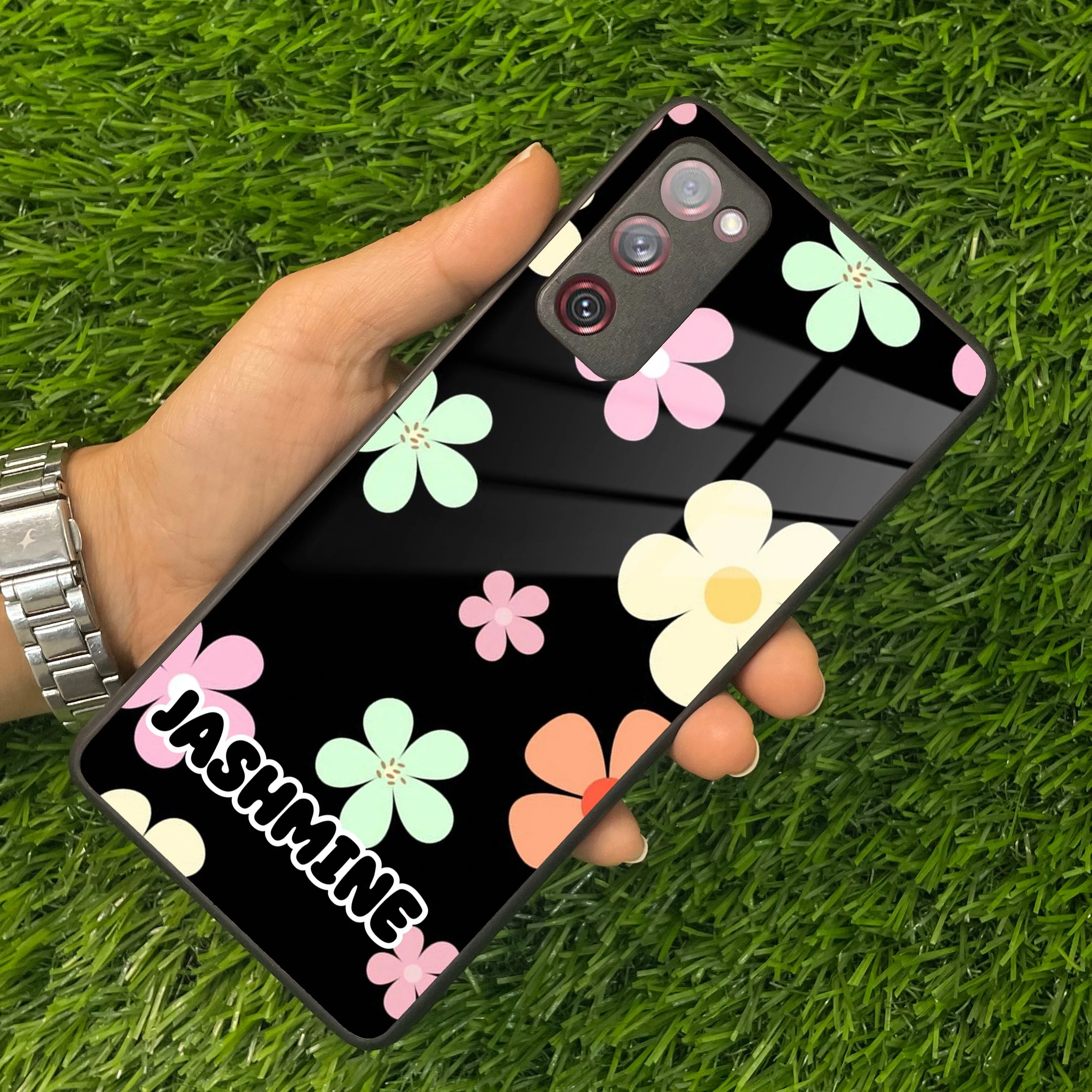 Colorfull Daisy Floral Glass Case Cover For Samsung