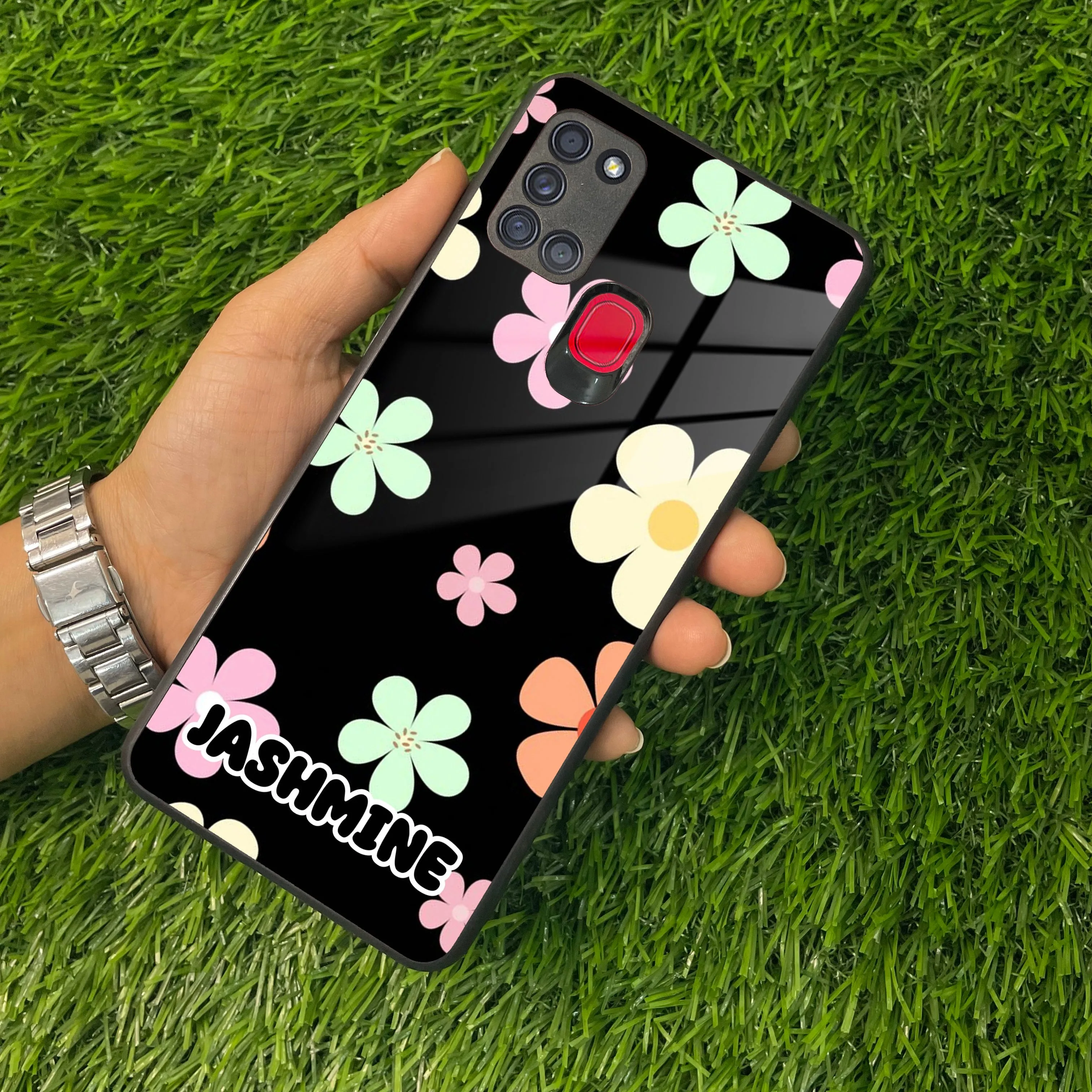 Colorfull Daisy Floral Glass Case Cover For Samsung