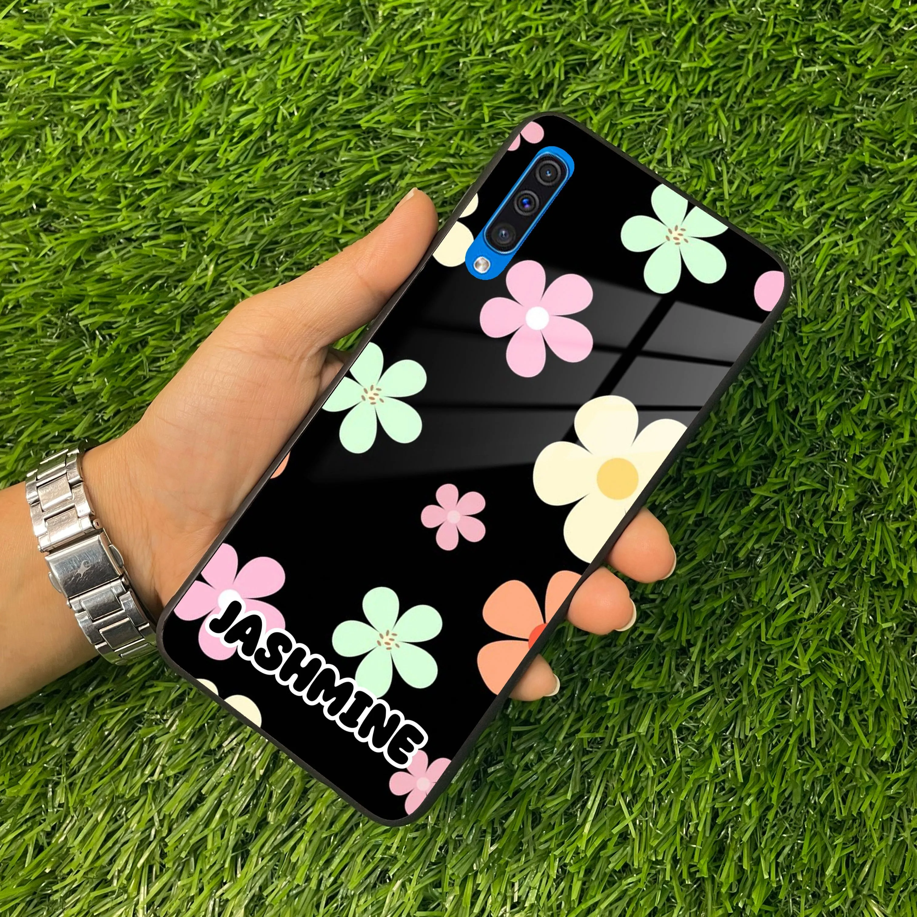 Colorfull Daisy Floral Glass Case Cover For Samsung