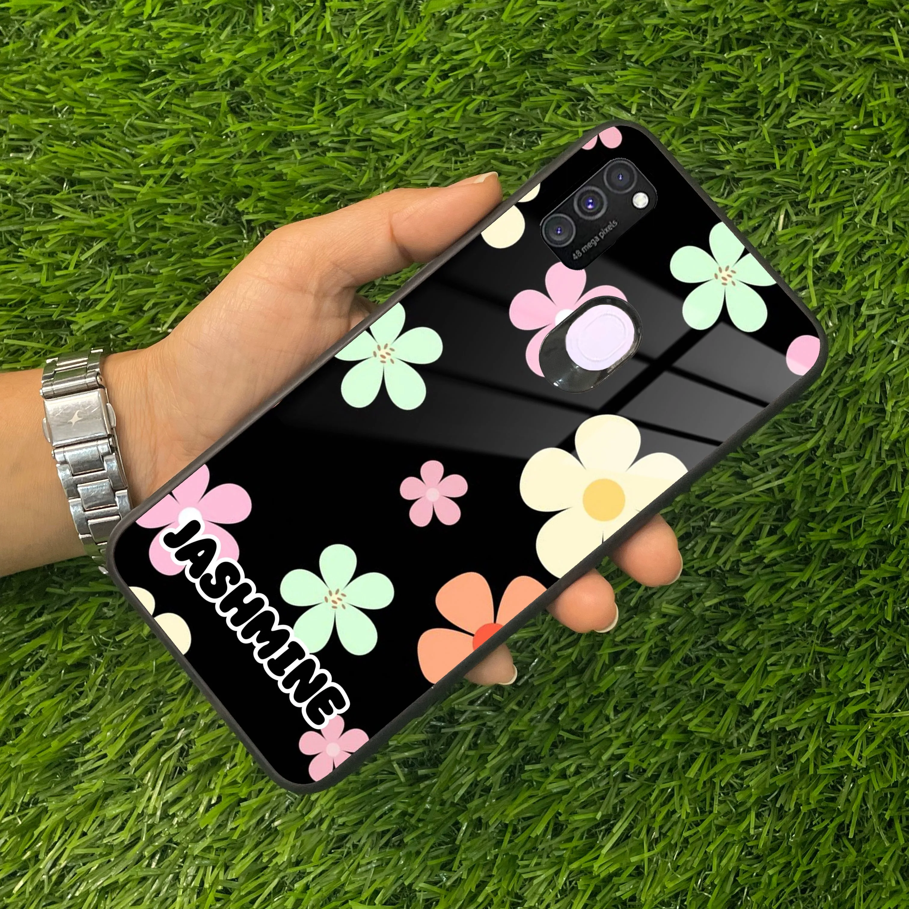 Colorfull Daisy Floral Glass Case Cover For Samsung