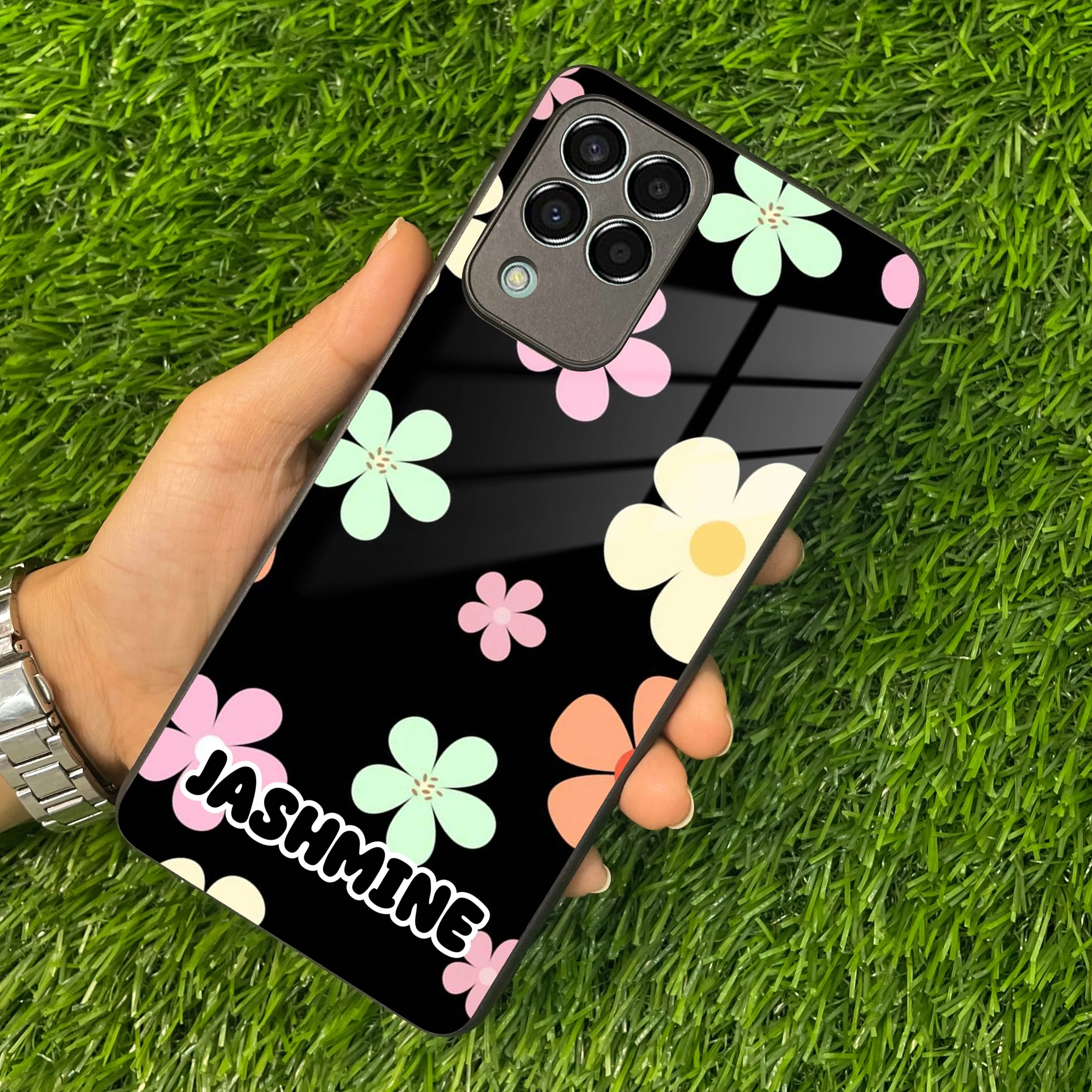 Colorfull Daisy Floral Glass Case Cover For Samsung