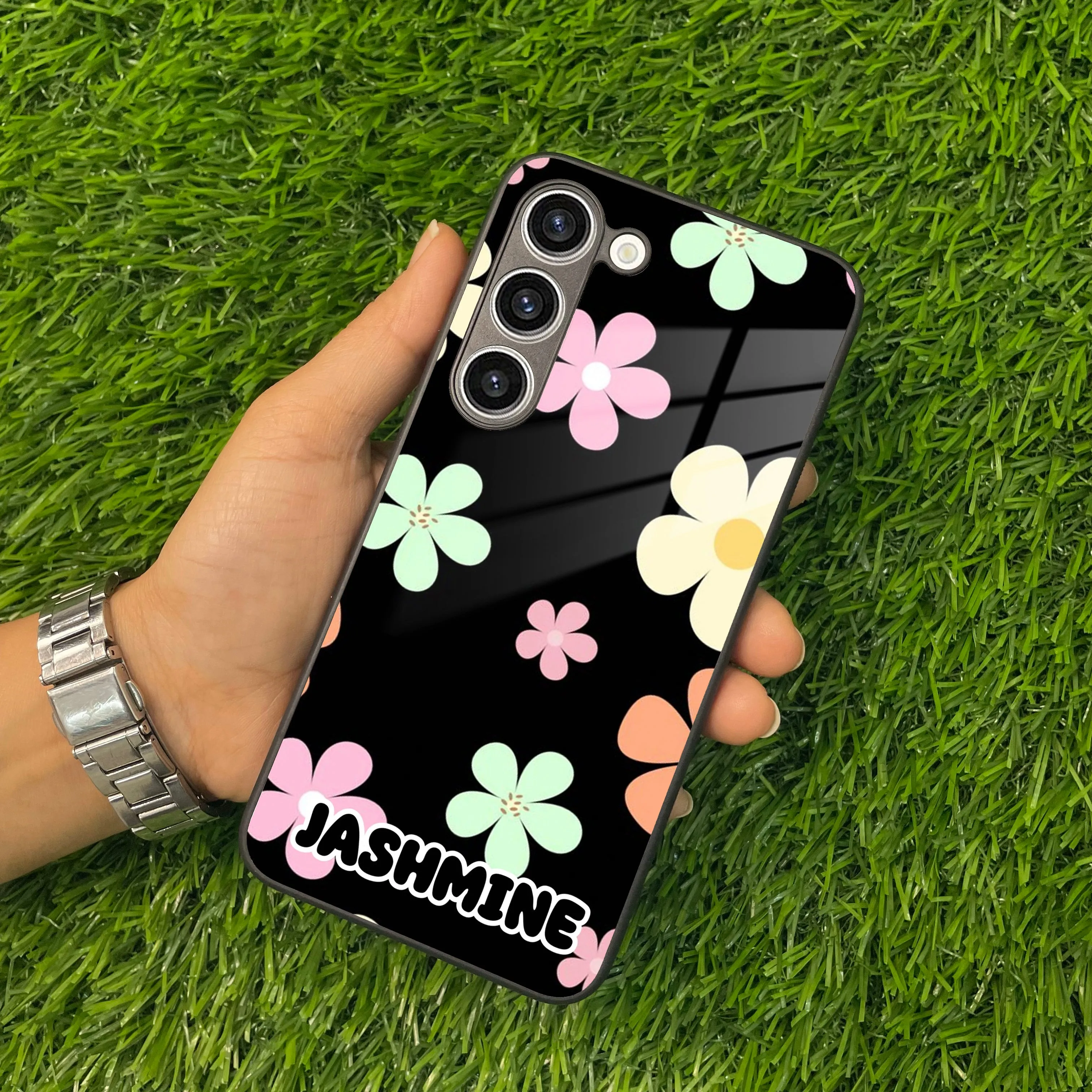 Colorfull Daisy Floral Glass Case Cover For Samsung