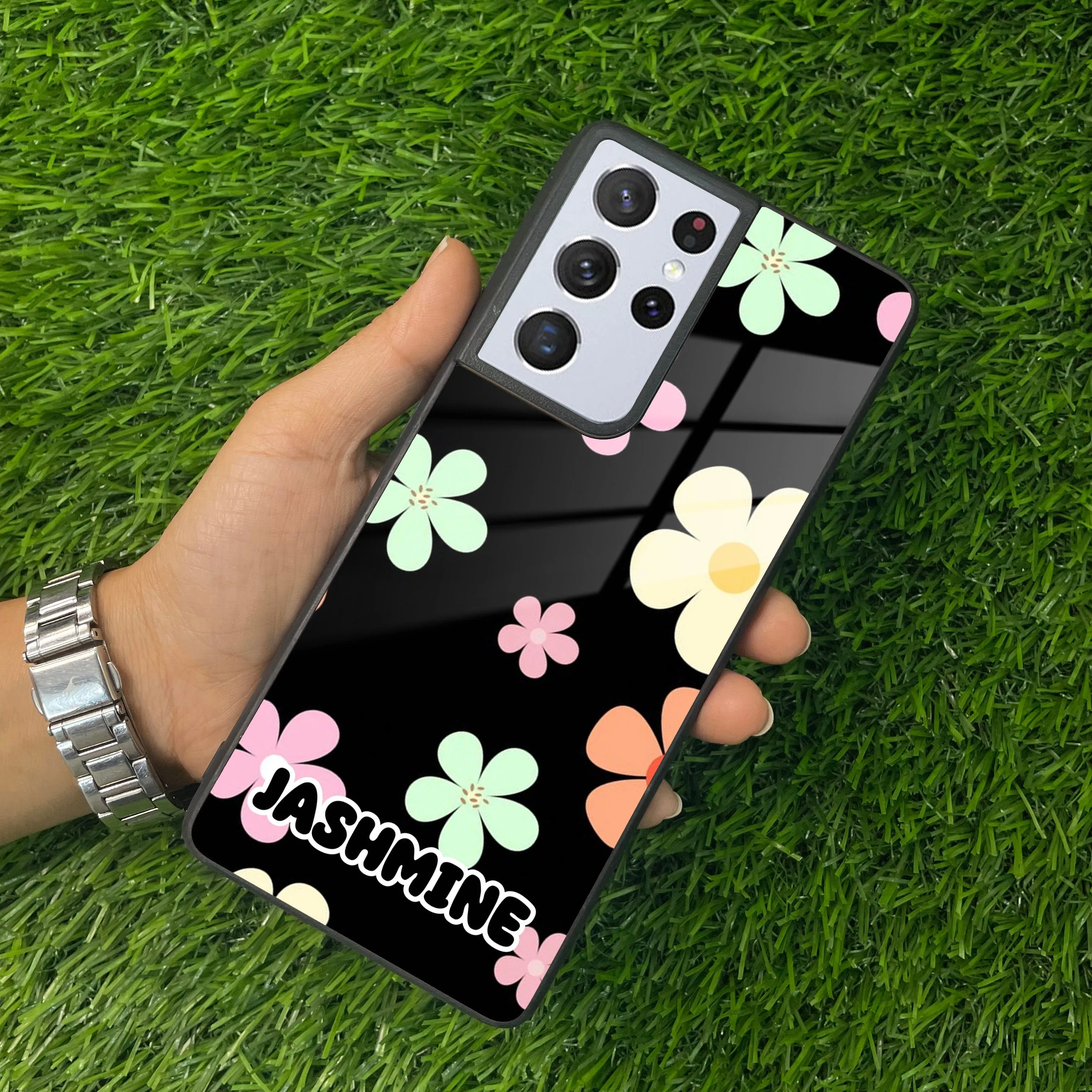 Colorfull Daisy Floral Glass Case Cover For Samsung