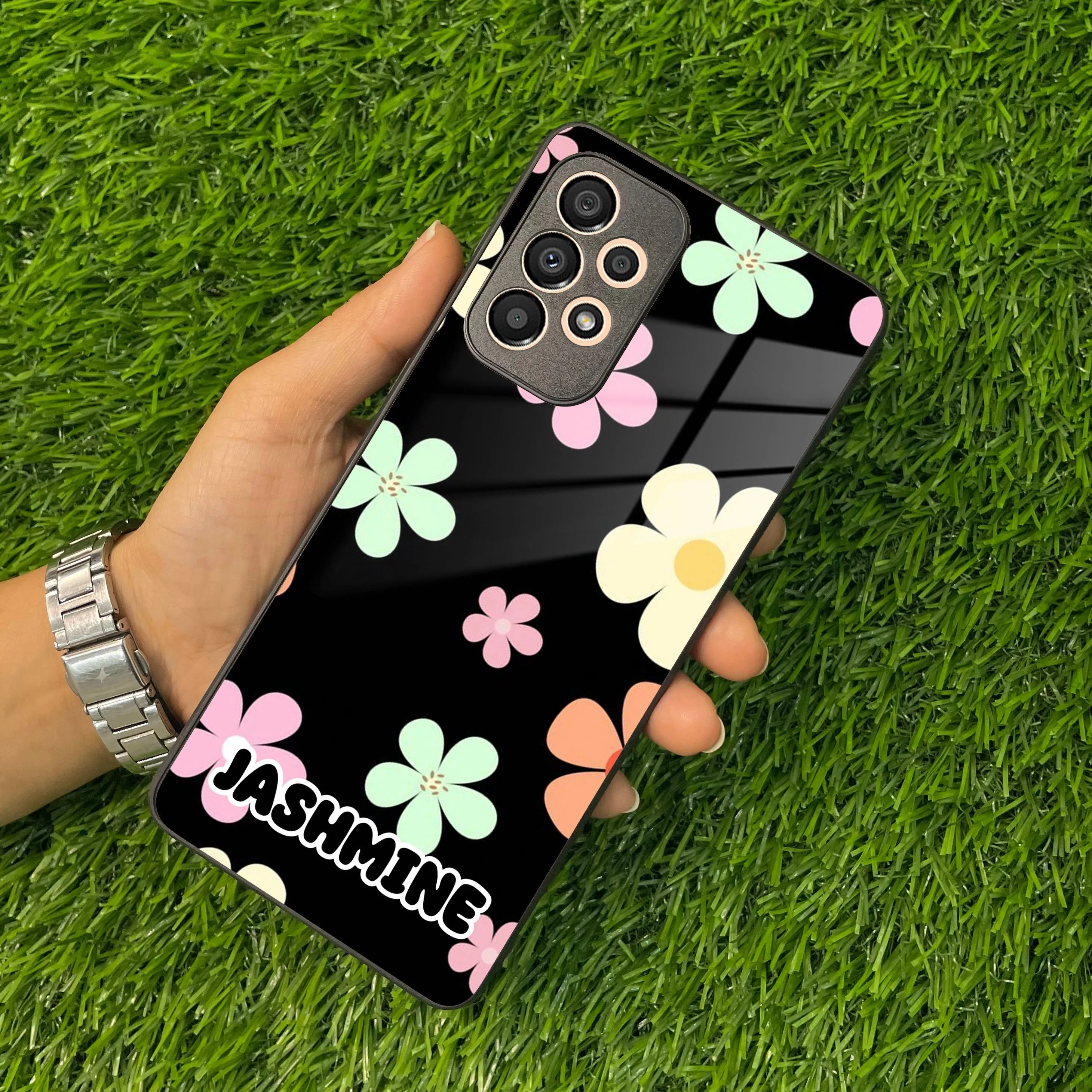 Colorfull Daisy Floral Glass Case Cover For Samsung