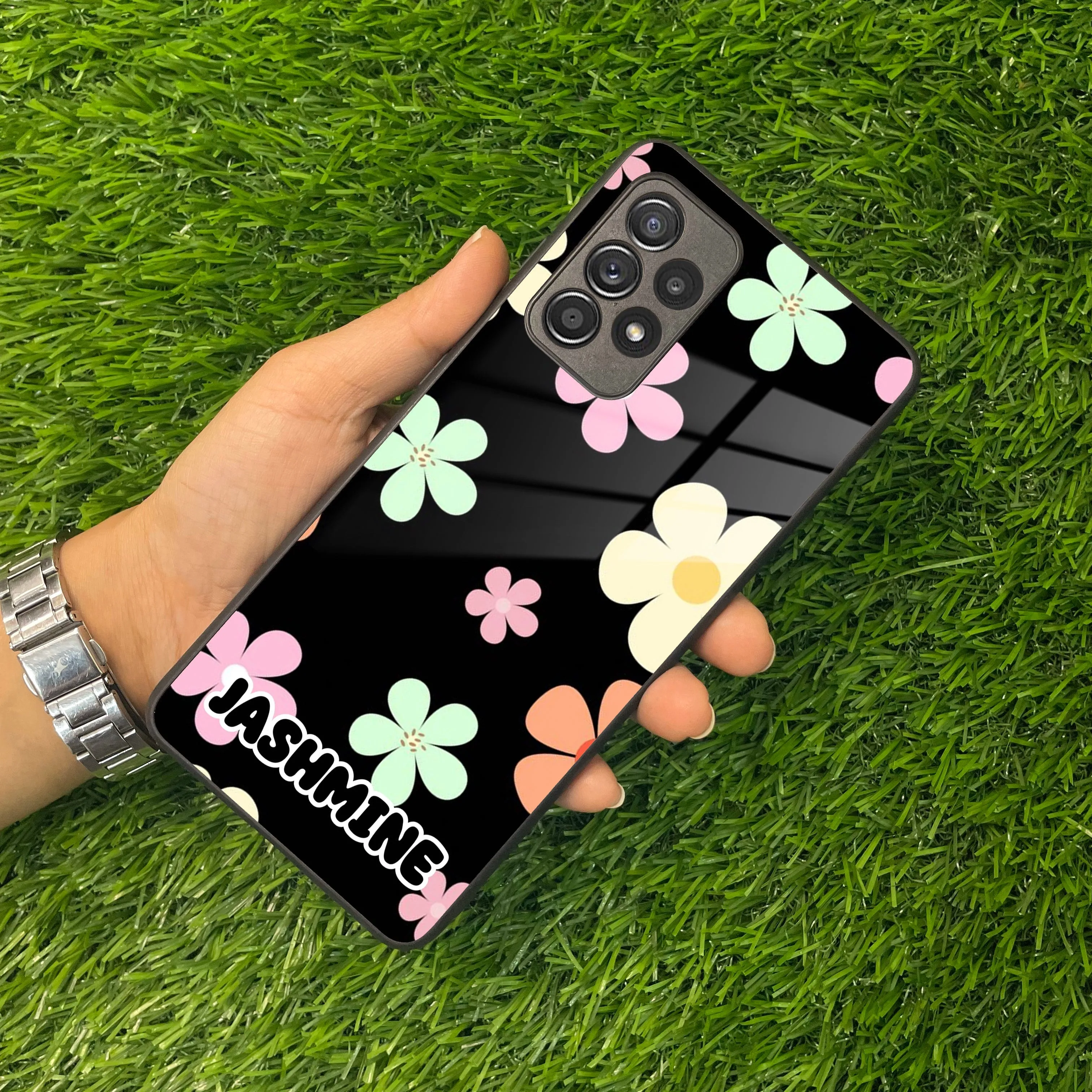 Colorfull Daisy Floral Glass Case Cover For Samsung