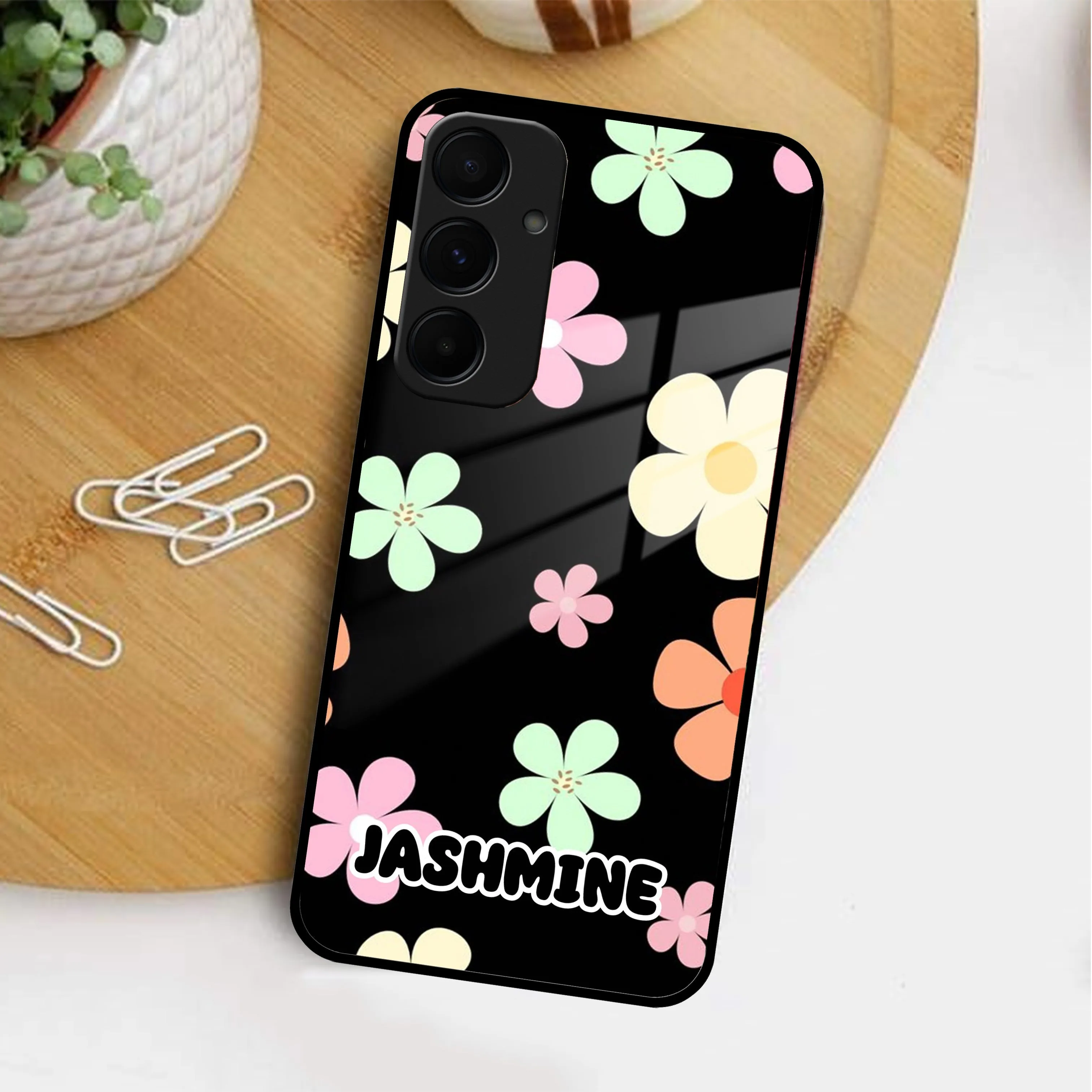 Colorfull Daisy Floral Glass Case Cover For Samsung