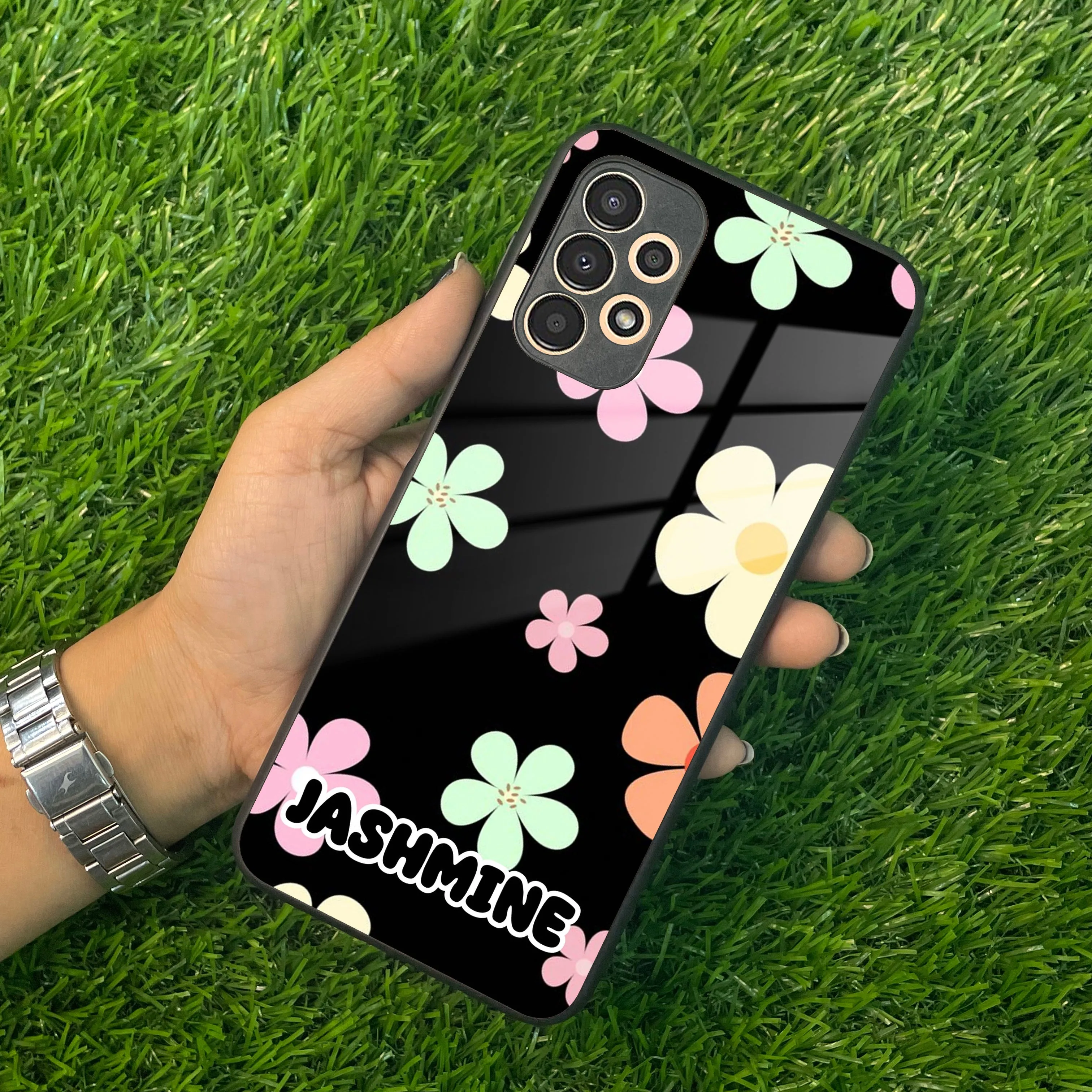 Colorfull Daisy Floral Glass Case Cover For Samsung