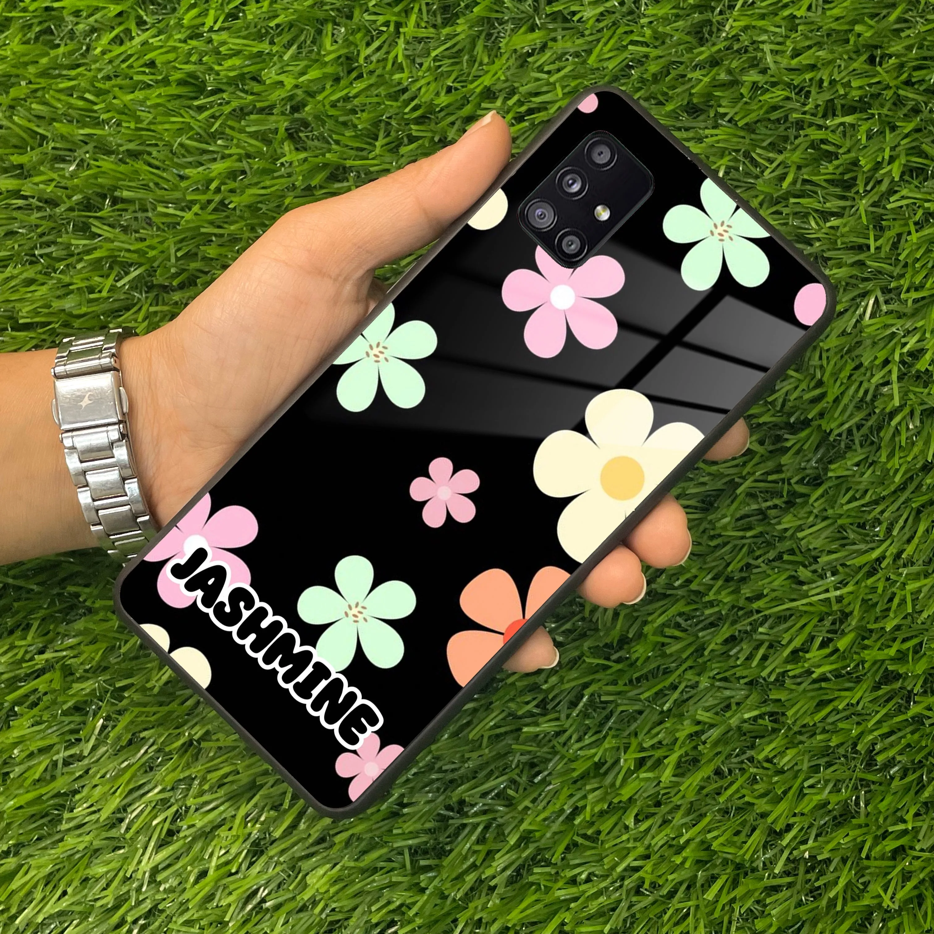 Colorfull Daisy Floral Glass Case Cover For Samsung