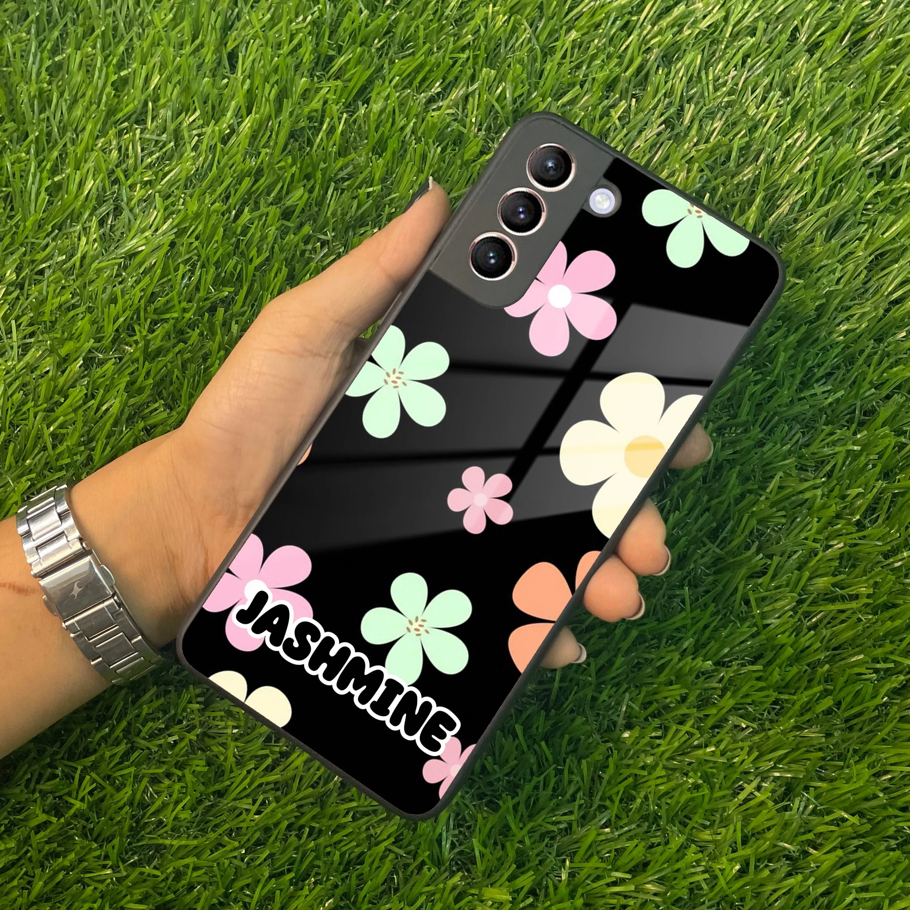 Colorfull Daisy Floral Glass Case Cover For Samsung