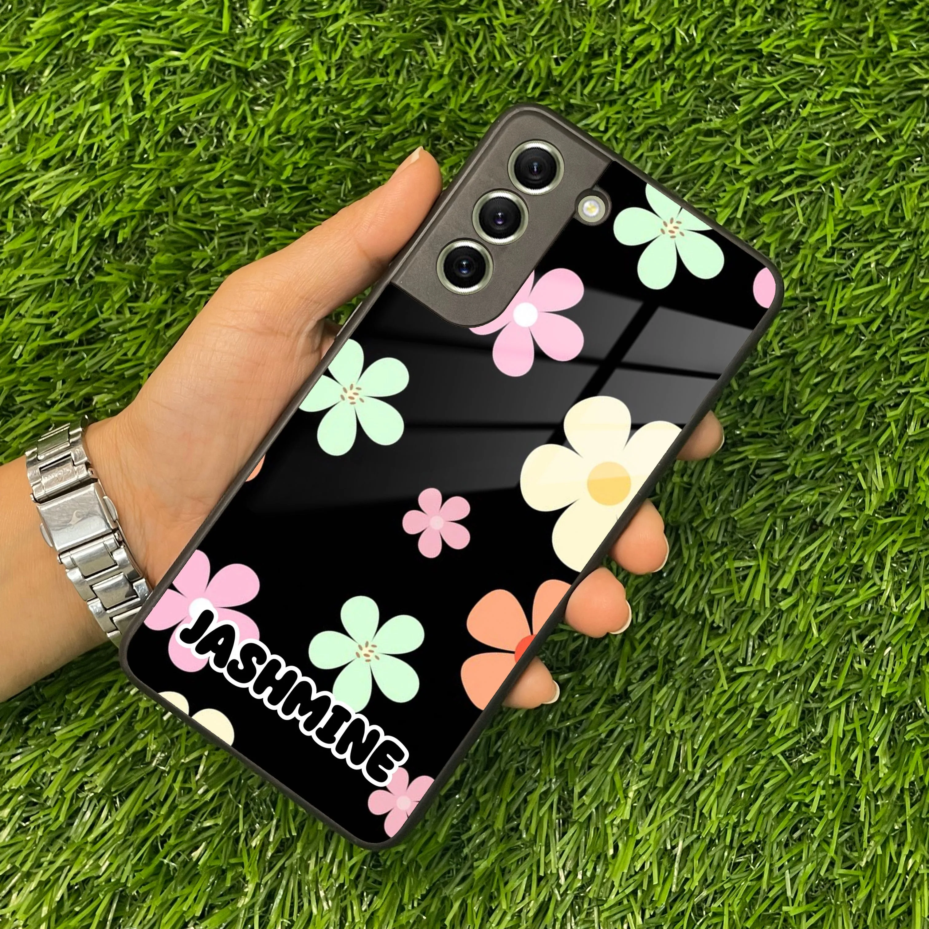 Colorfull Daisy Floral Glass Case Cover For Samsung