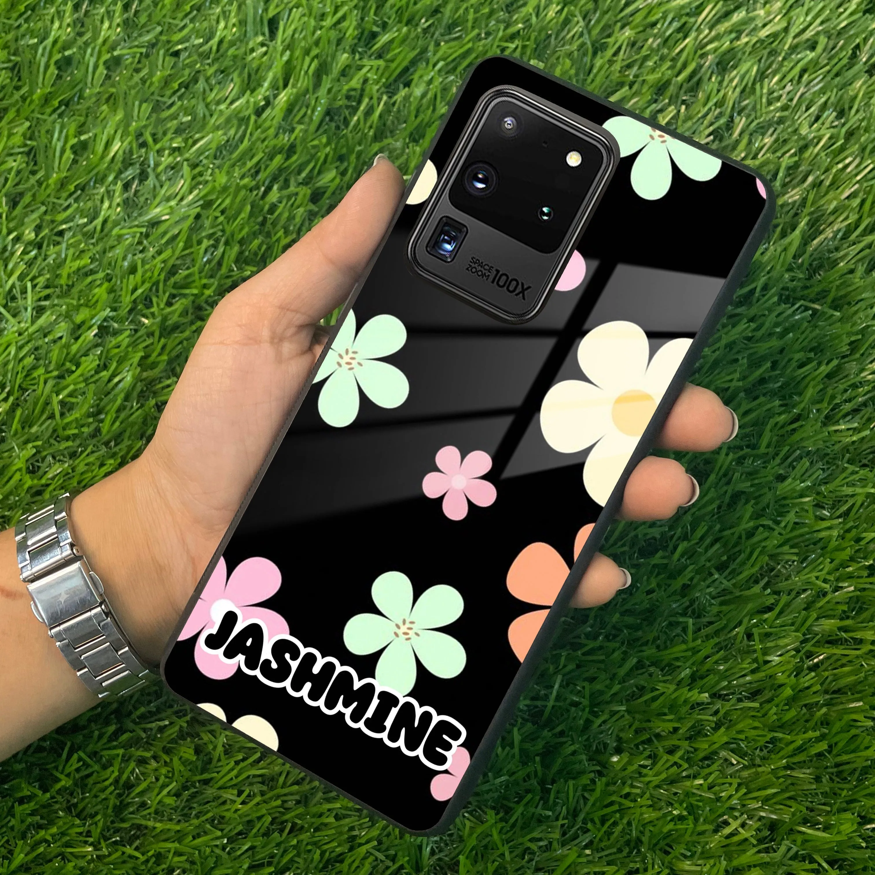 Colorfull Daisy Floral Glass Case Cover For Samsung