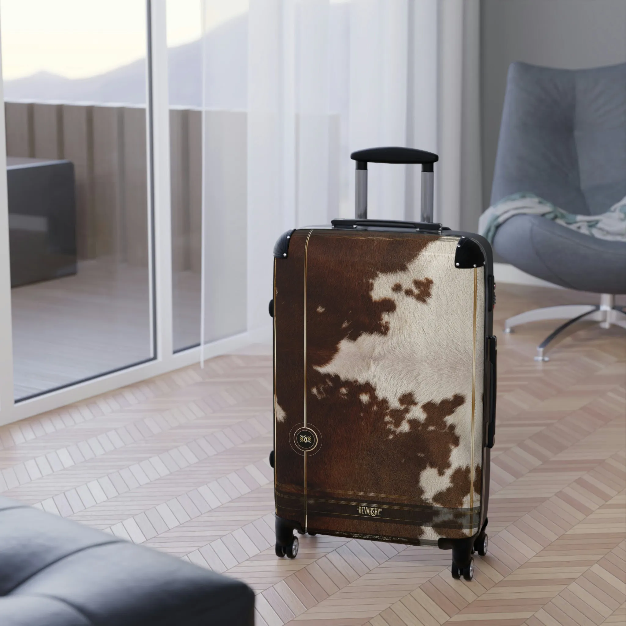 Cow Print Suitcase 3 Sizes Carry-on Suitcase Animal Print Suitcase Cow Hide Luggage Hard Shell Suitcase| 11222