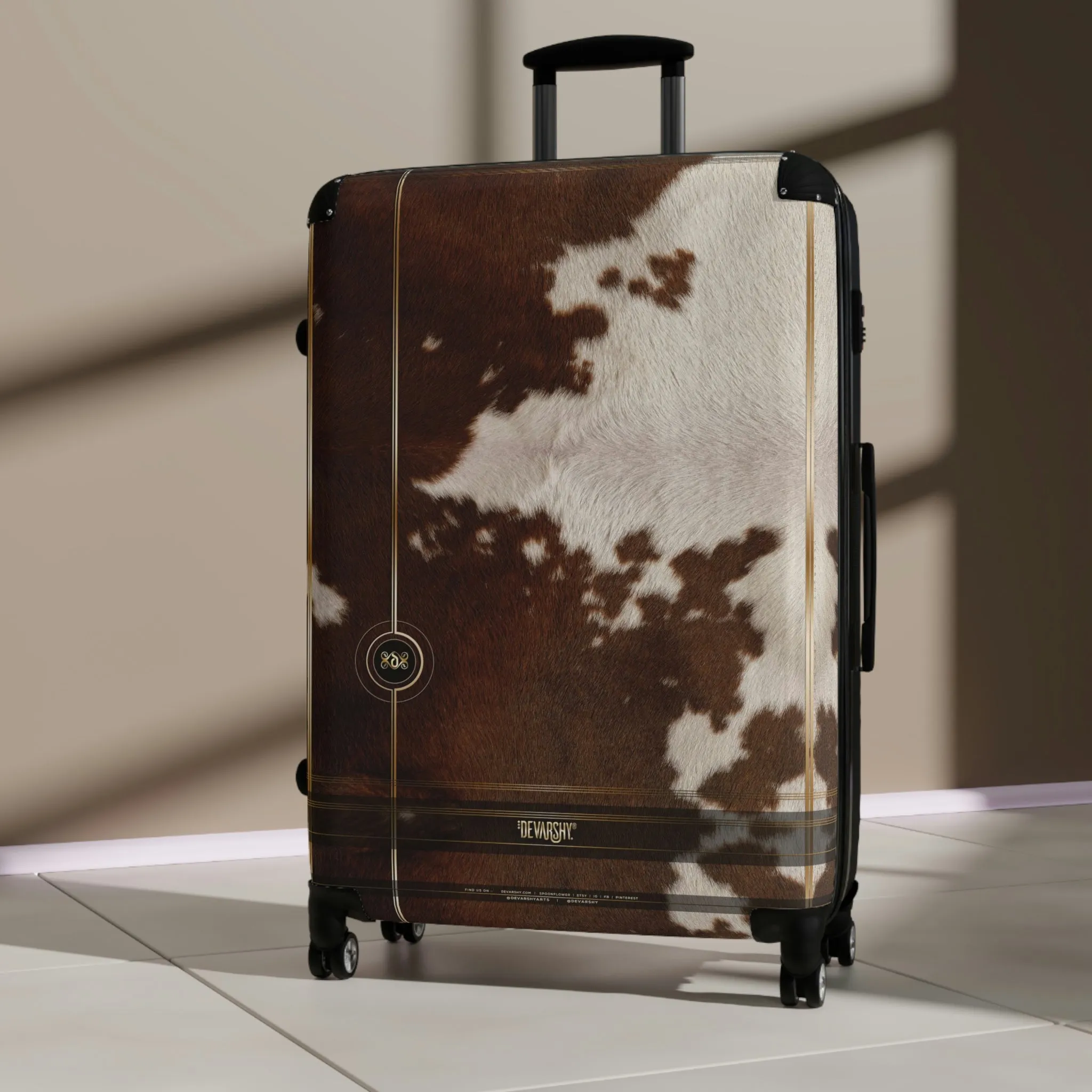 Cow Print Suitcase 3 Sizes Carry-on Suitcase Animal Print Suitcase Cow Hide Luggage Hard Shell Suitcase| 11222