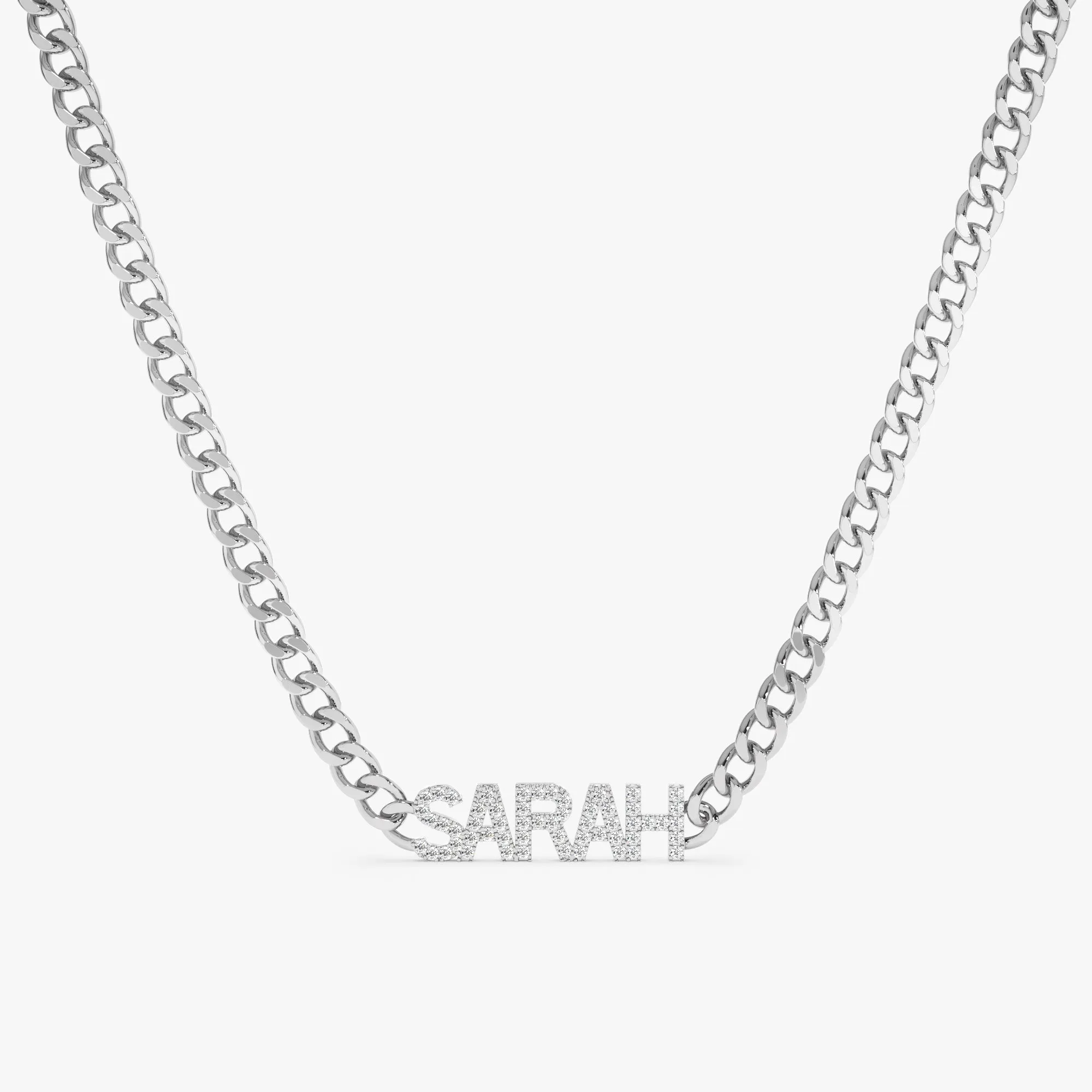 Cuban Chain Diamond Name Necklace, Vivian