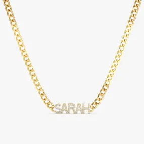 Cuban Chain Diamond Name Necklace, Vivian