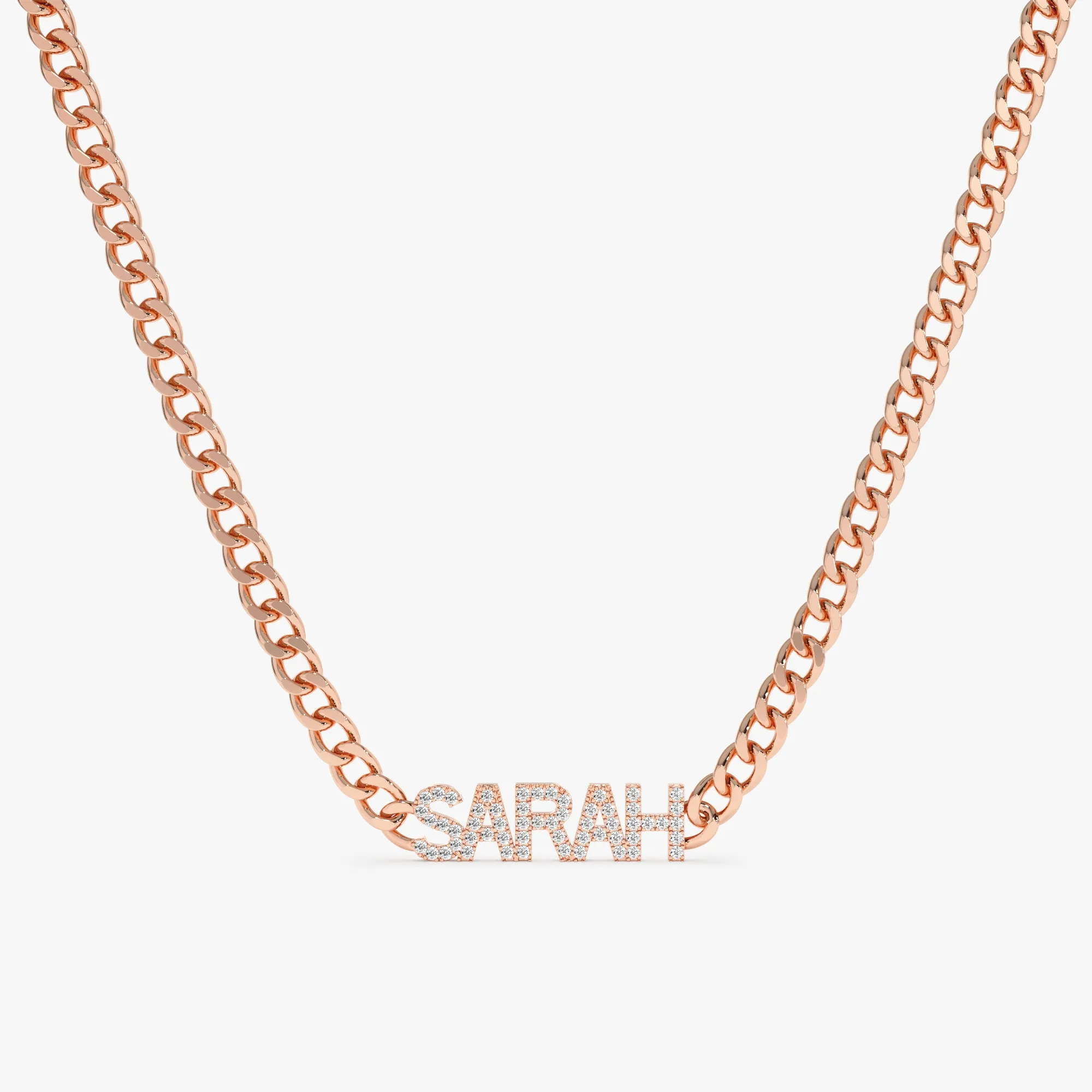 Cuban Chain Diamond Name Necklace, Vivian