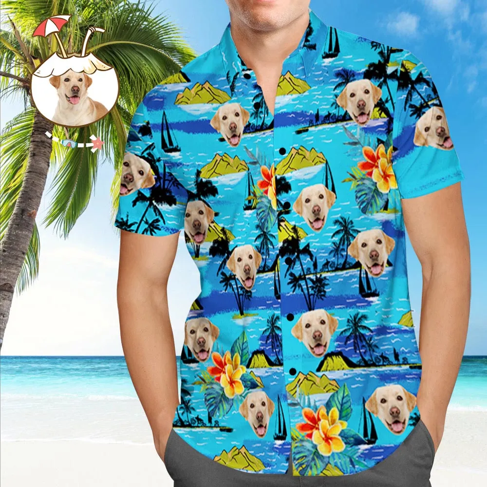 Custom Dog Face Hawaiian Shirt Custom Tropical Shirts Men's All Over Print Hawaiian Shirt