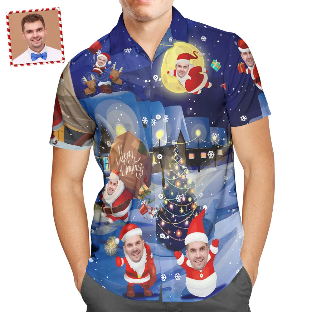 Custom Face Christmas Holiday Love Santa And Gift Hawaiian Shirt