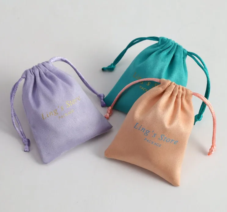 Custom Jewelry Pouch - Personalized Drawstring Pouch - Drawstring Bag - Jewelry Bag With Logo Jewellery Flannel Pouch Packaging Bulk