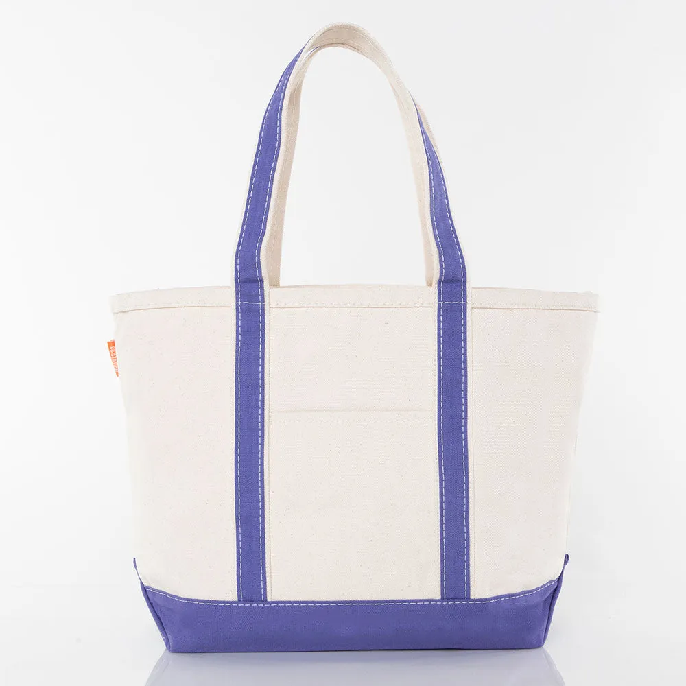 Custom Large Canvas Boat Tote Bag with Shadow Block Initial