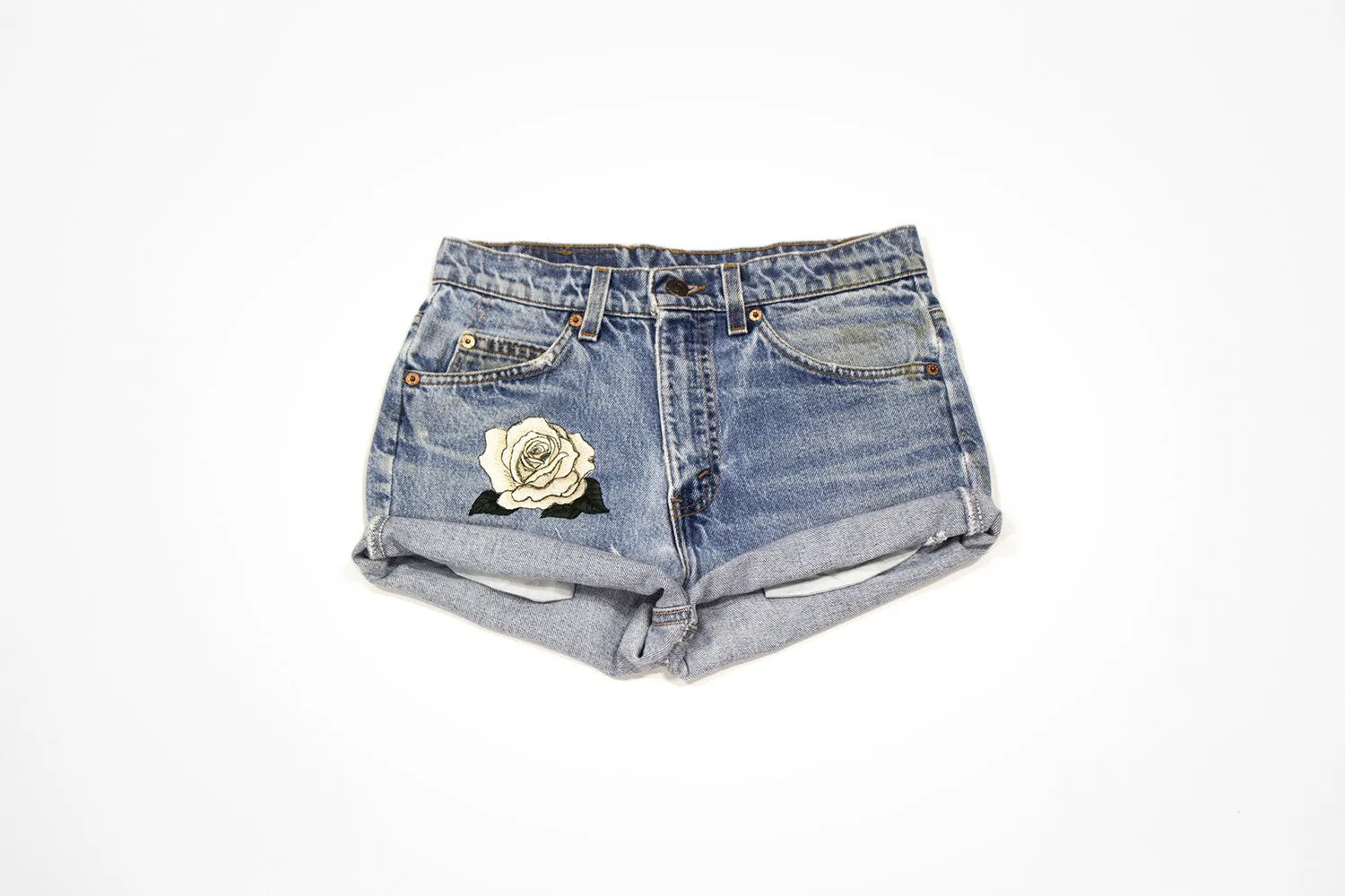 Custom Order - White Rose Vintage Cut Offs - Women’s Levis Jean Shorts