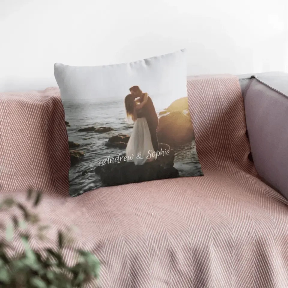 Custom Photo Pillow Case with Personalized Text