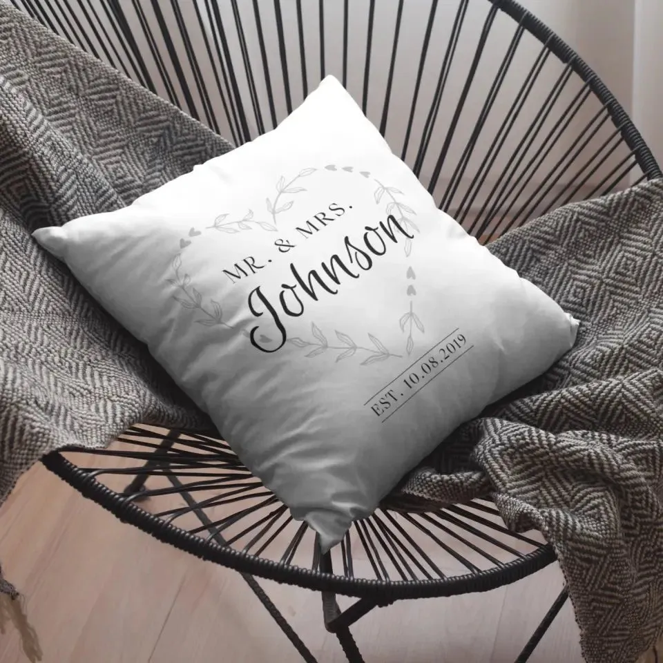 Custom Pillow With Lastname And Heart