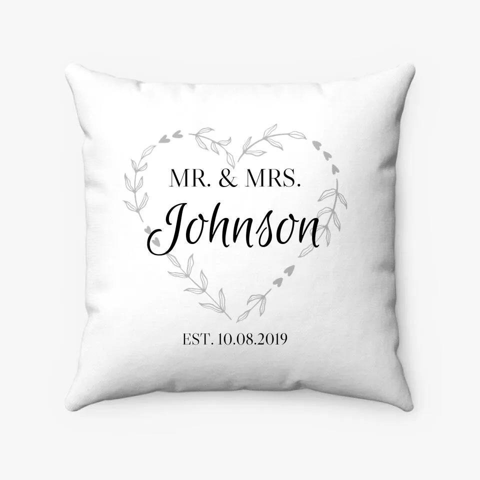 Custom Pillow With Lastname And Heart