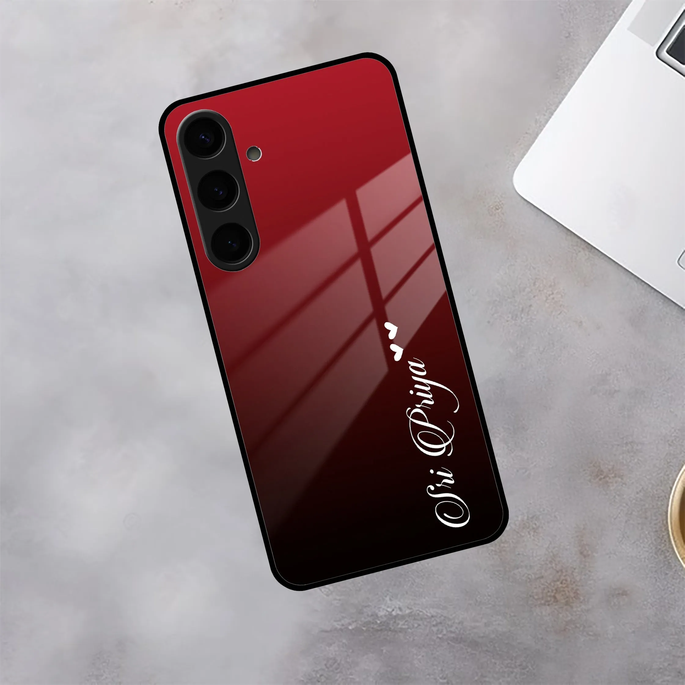 Customize Name Gradient Glass Case Cover Red Wine For Samsung