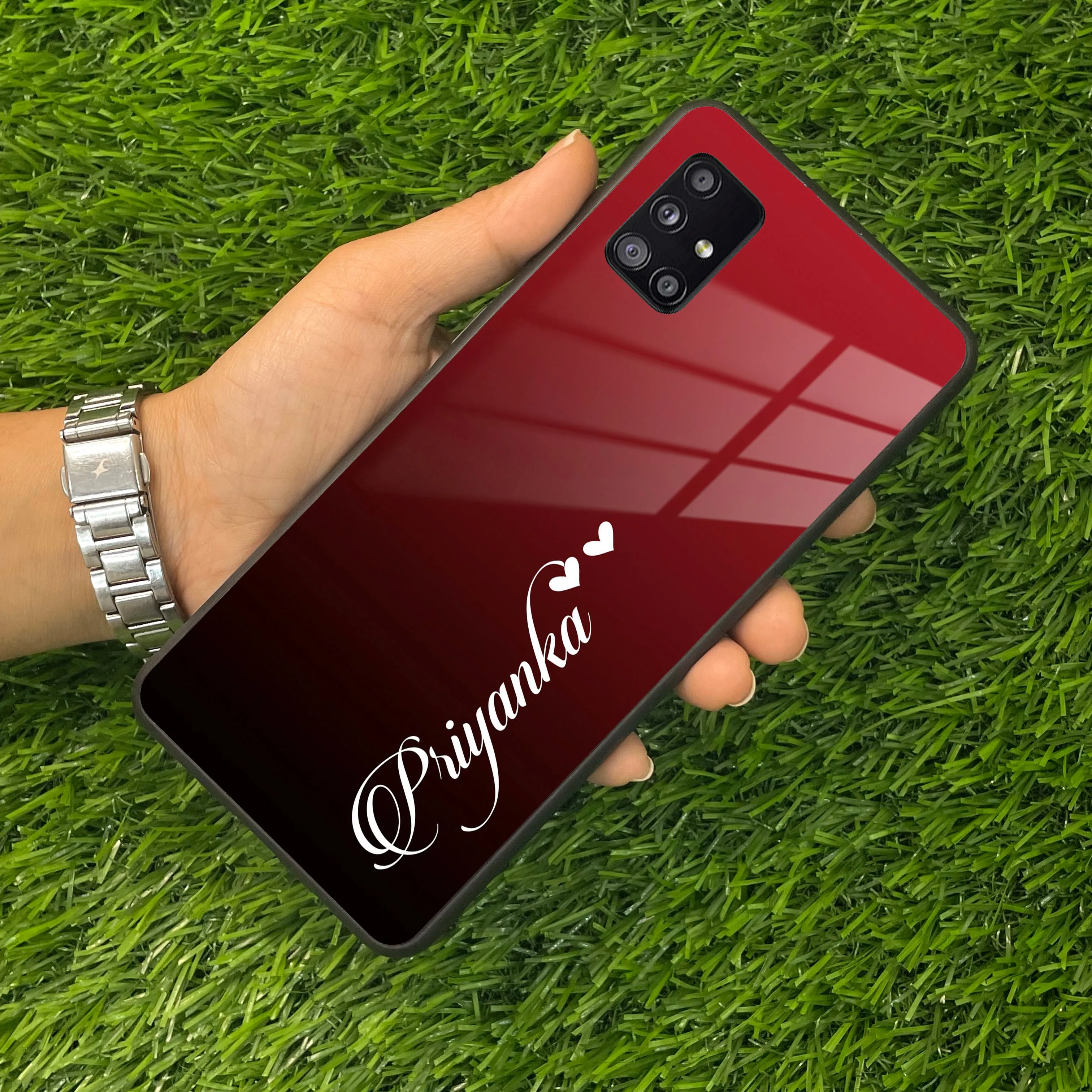 Customize Name Gradient Glass Case Cover Red Wine For Samsung