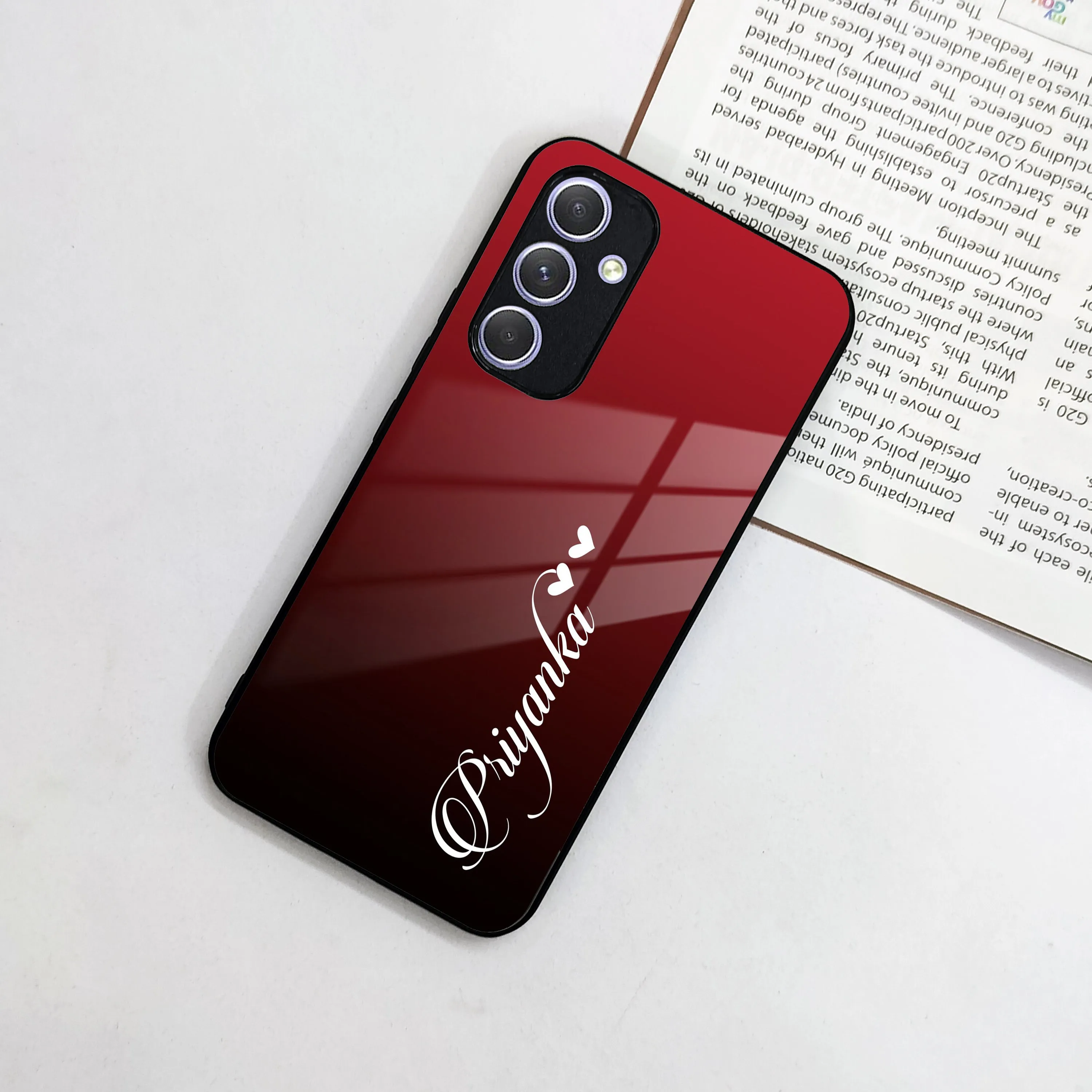 Customize Name Gradient Glass Case Cover Red Wine For Samsung