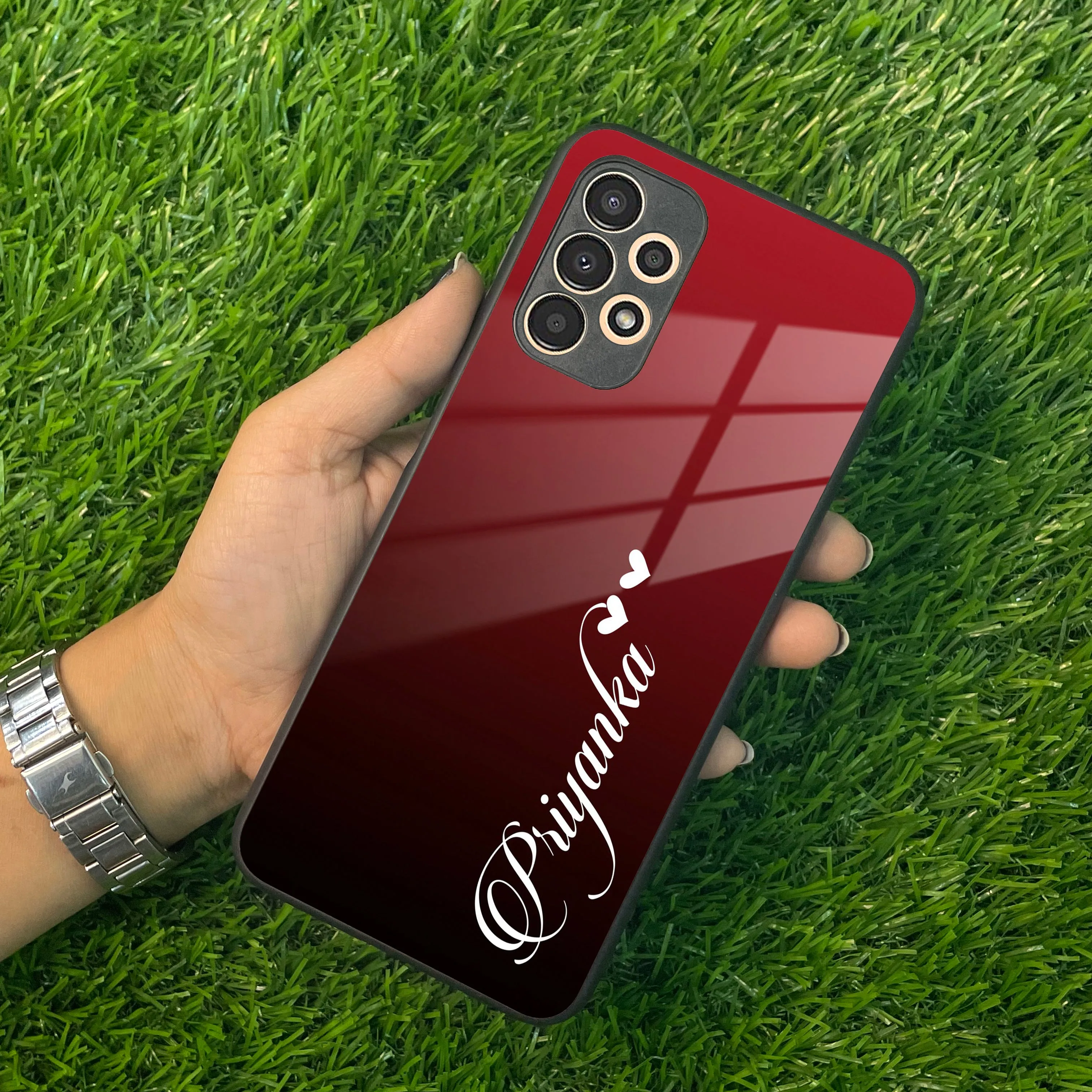 Customize Name Gradient Glass Case Cover Red Wine For Samsung