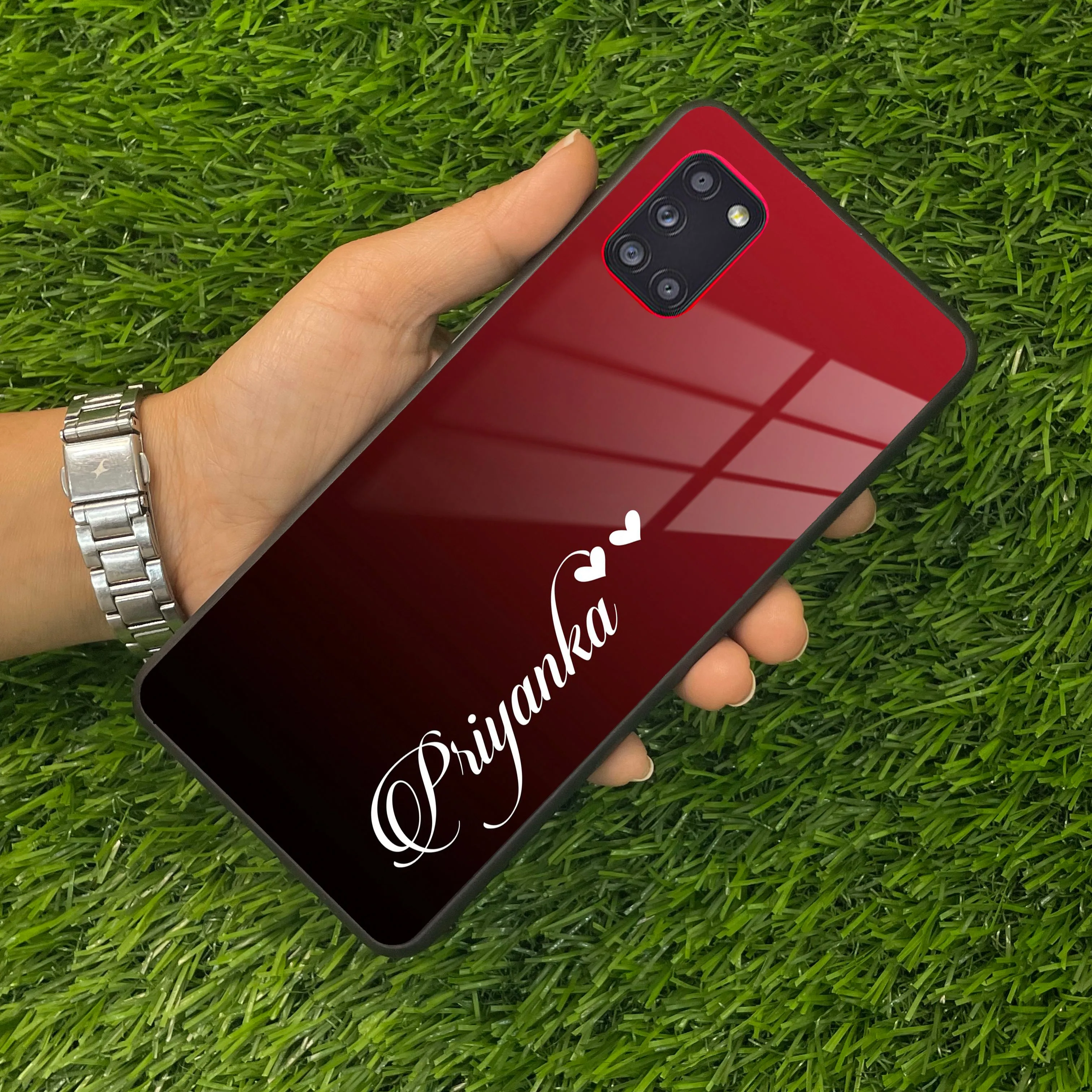 Customize Name Gradient Glass Case Cover Red Wine For Samsung