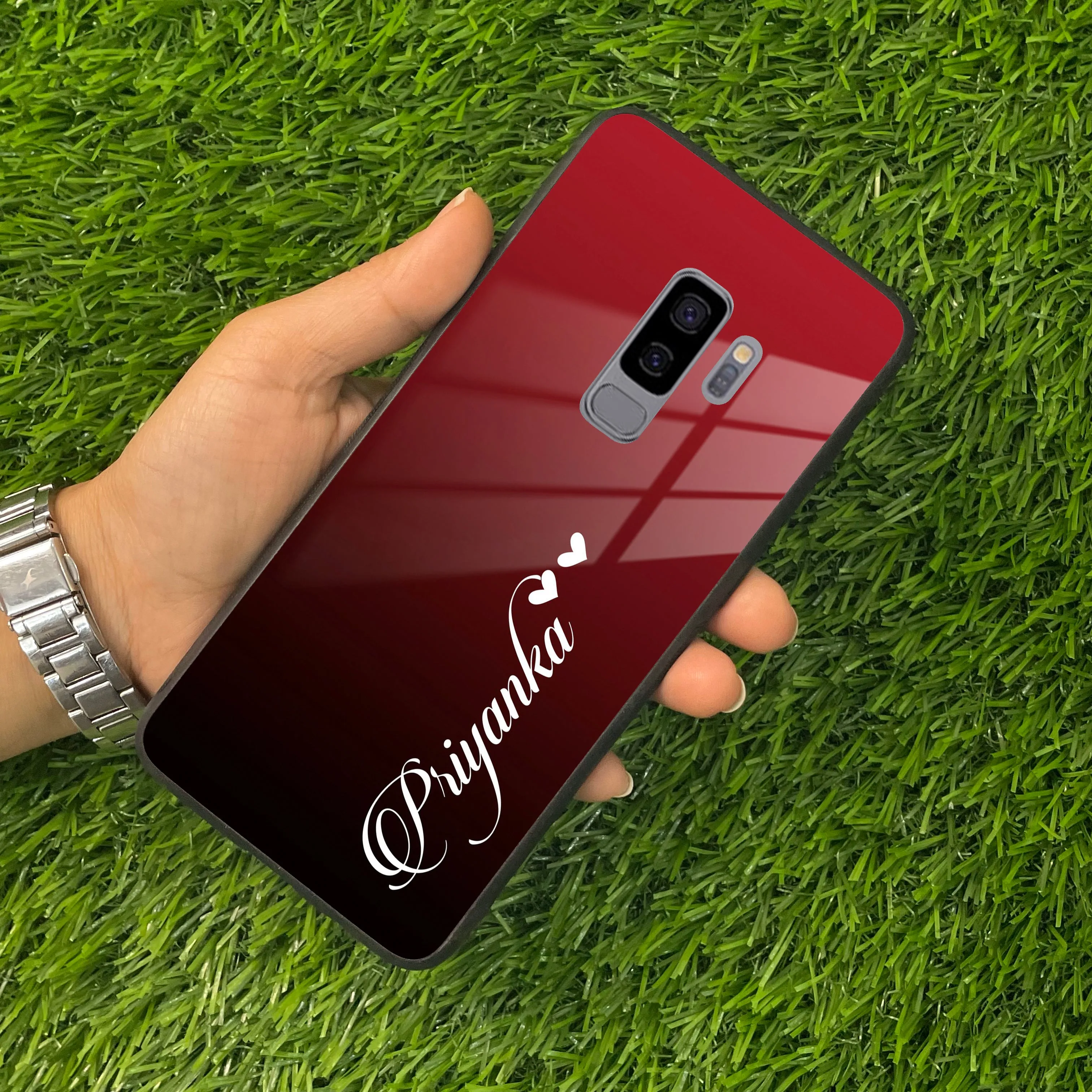 Customize Name Gradient Glass Case Cover Red Wine For Samsung