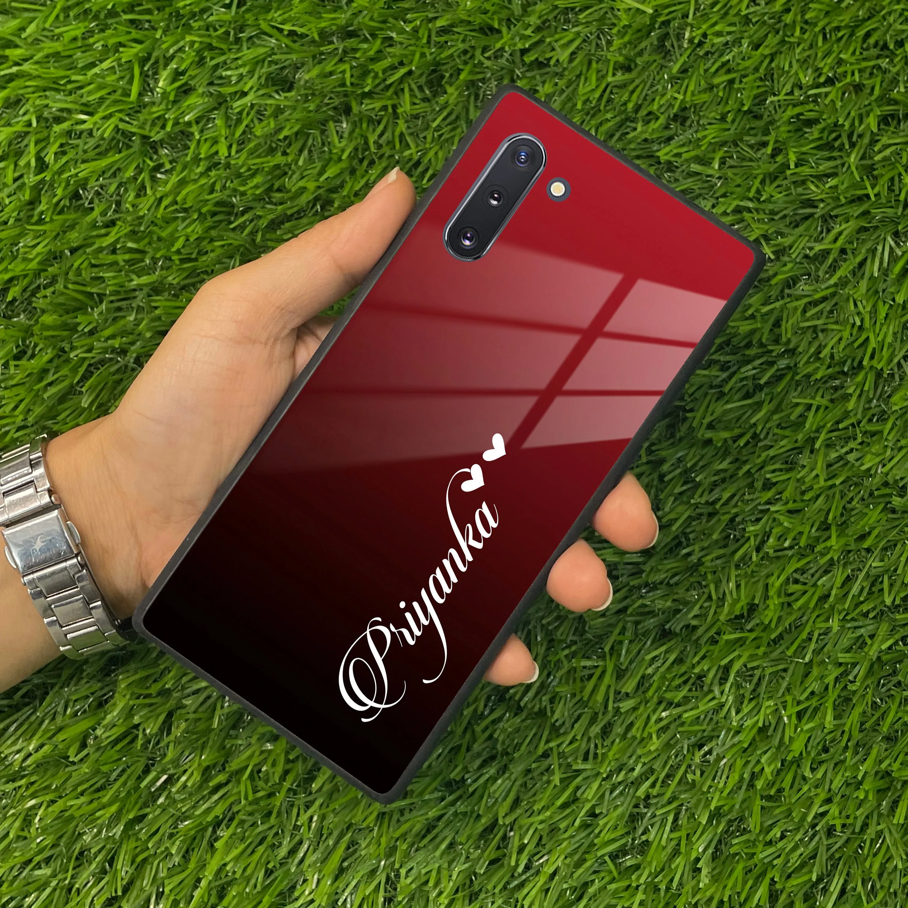 Customize Name Gradient Glass Case Cover Red Wine For Samsung