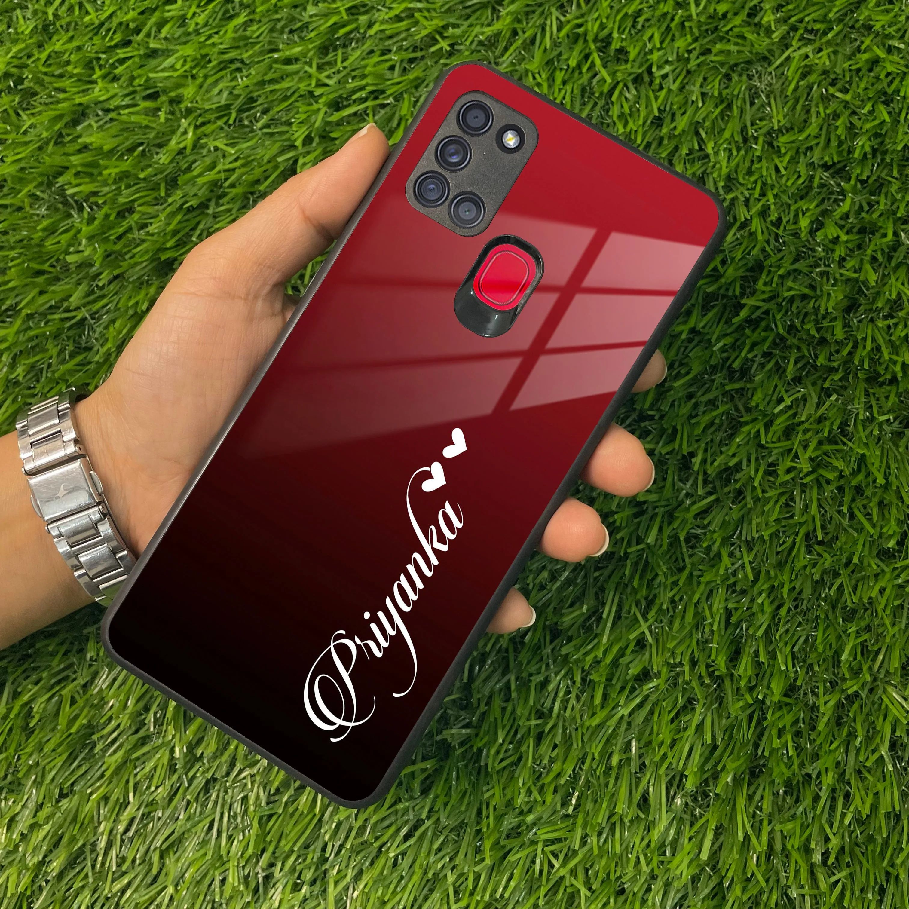 Customize Name Gradient Glass Case Cover Red Wine For Samsung