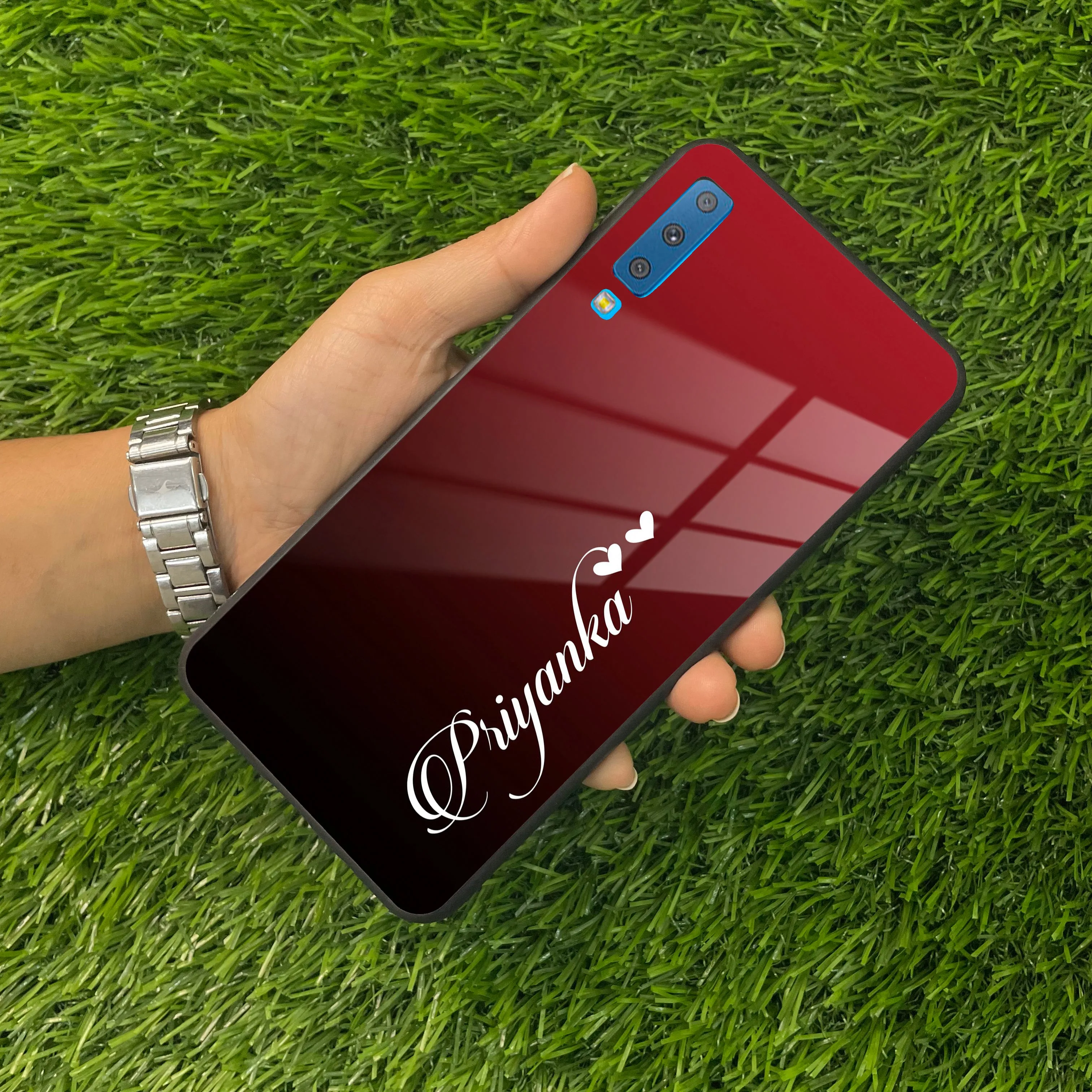 Customize Name Gradient Glass Case Cover Red Wine For Samsung