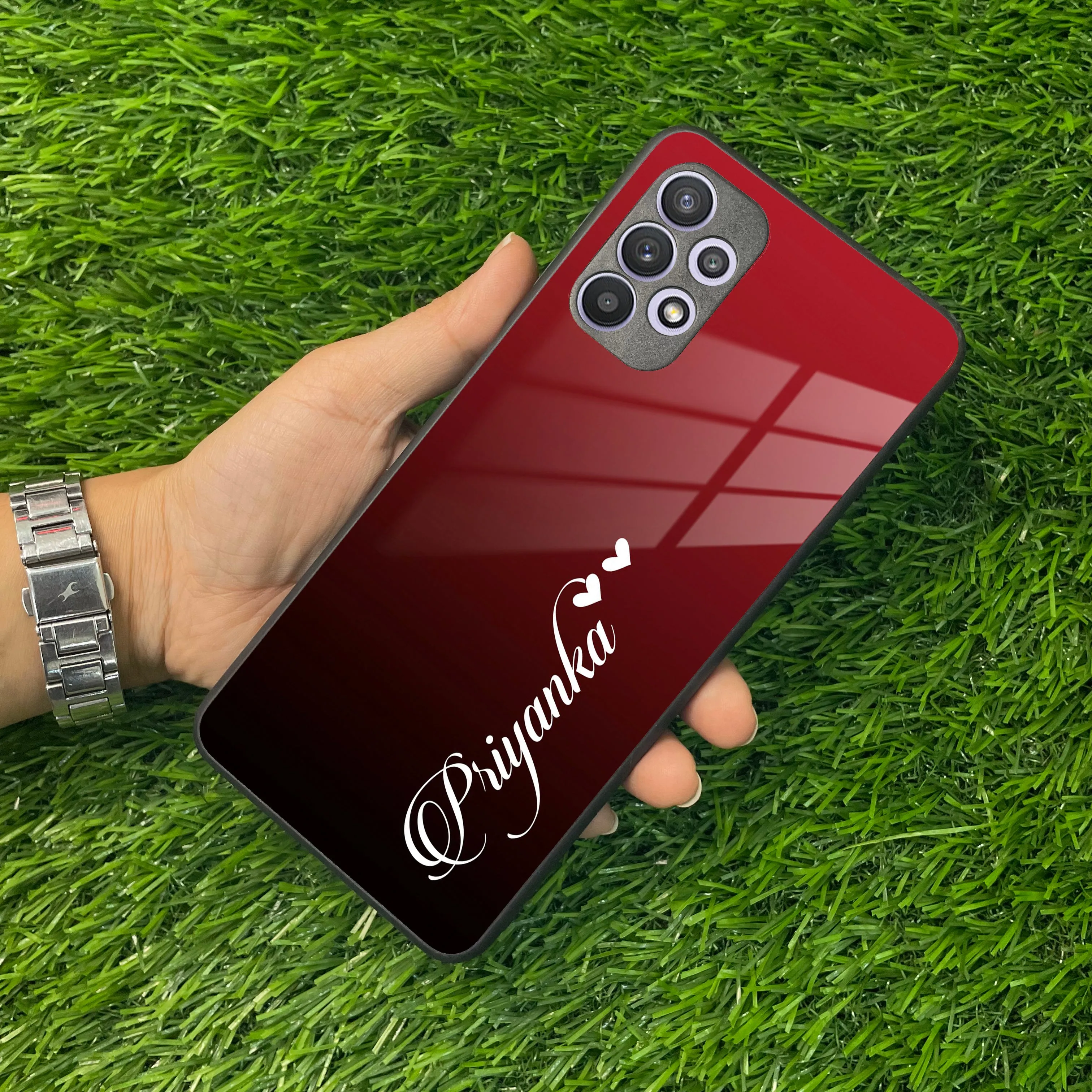 Customize Name Gradient Glass Case Cover Red Wine For Samsung