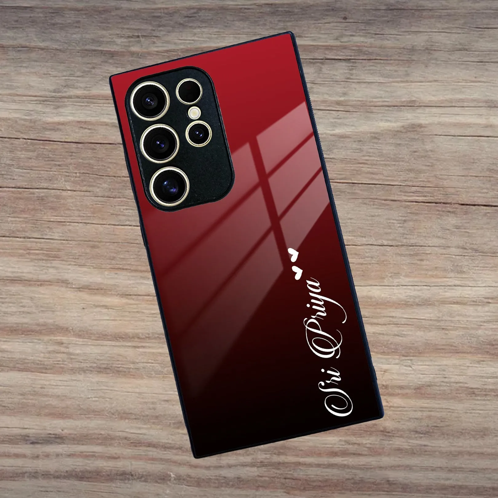 Customize Name Gradient Glass Case Cover Red Wine For Samsung