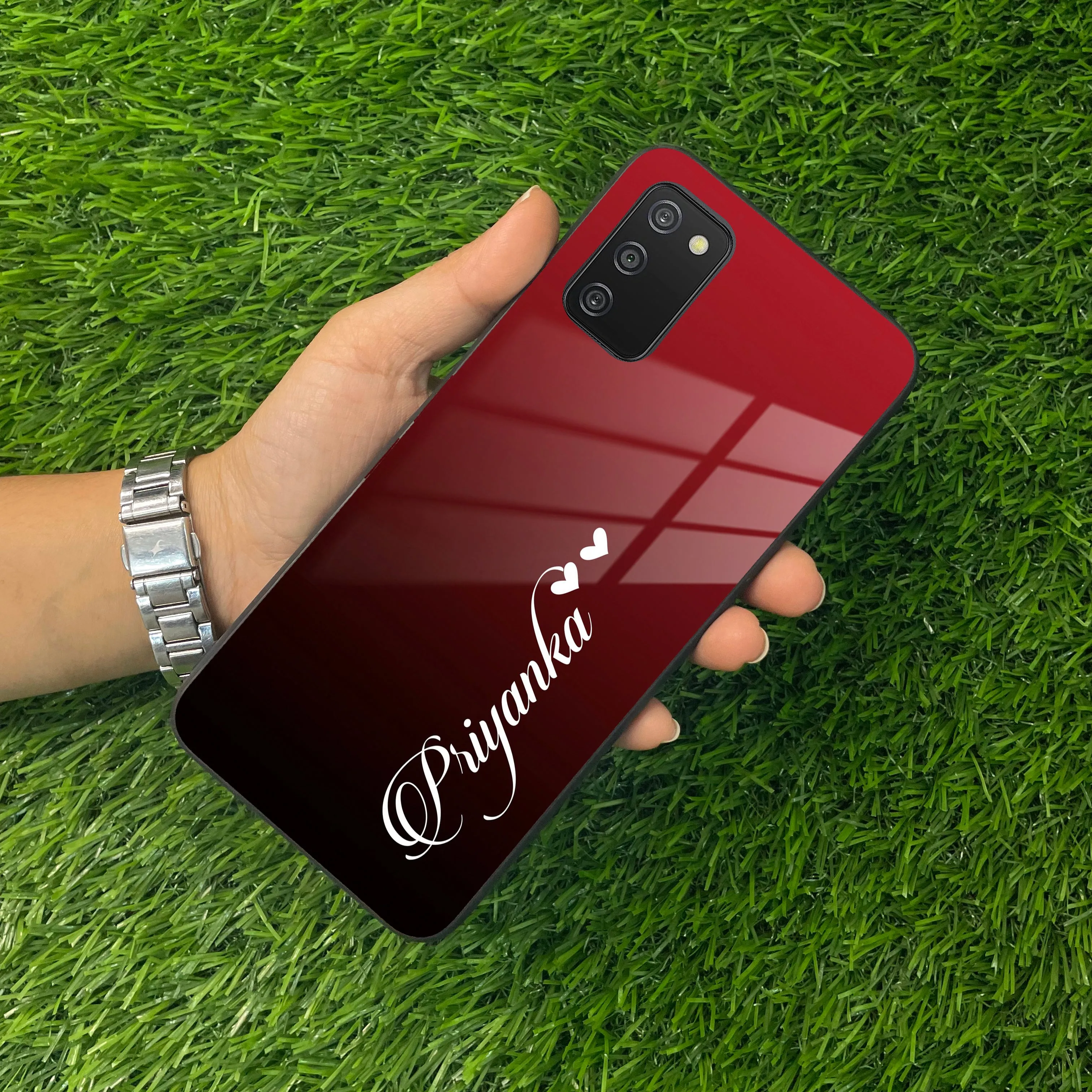 Customize Name Gradient Glass Case Cover Red Wine For Samsung