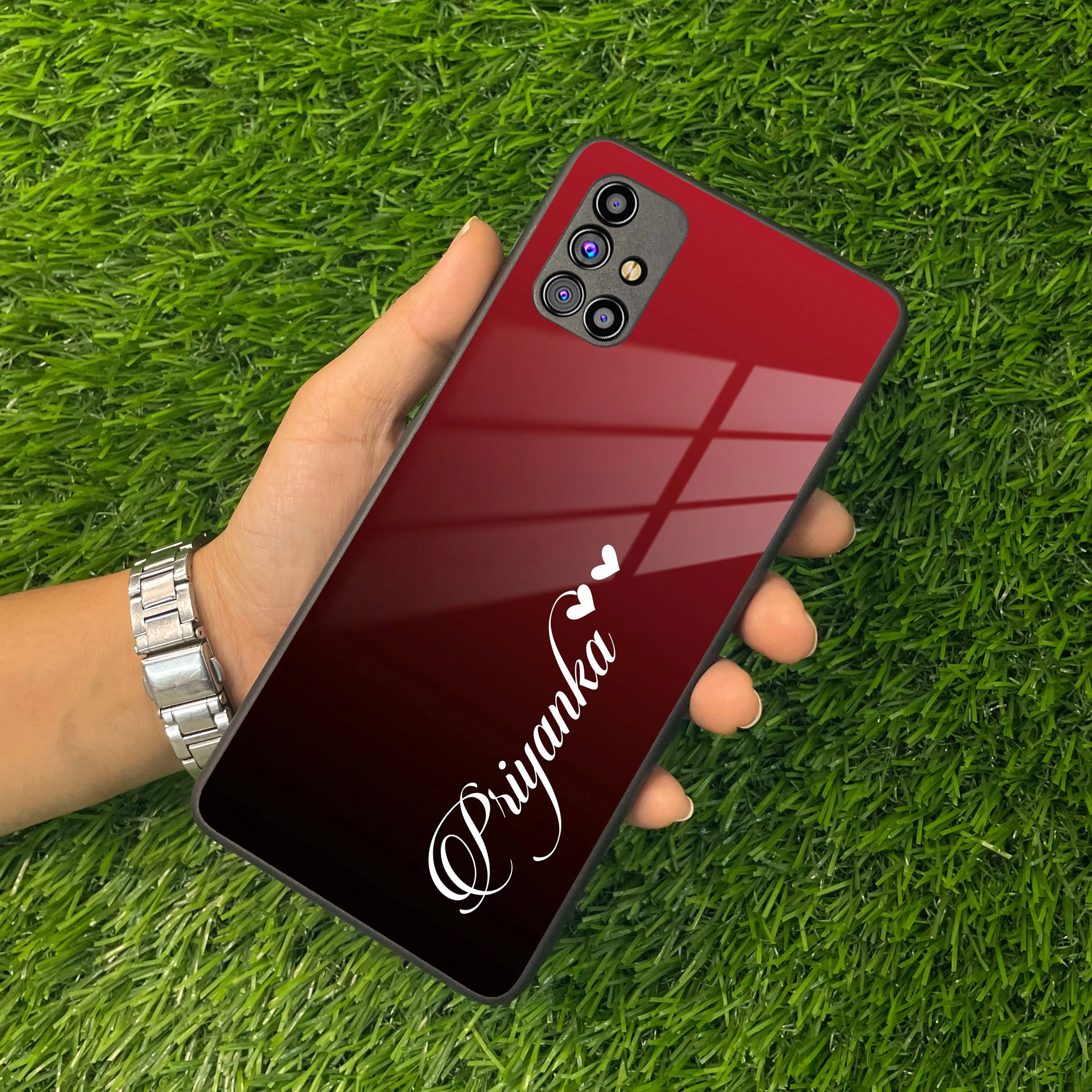 Customize Name Gradient Glass Case Cover Red Wine For Samsung