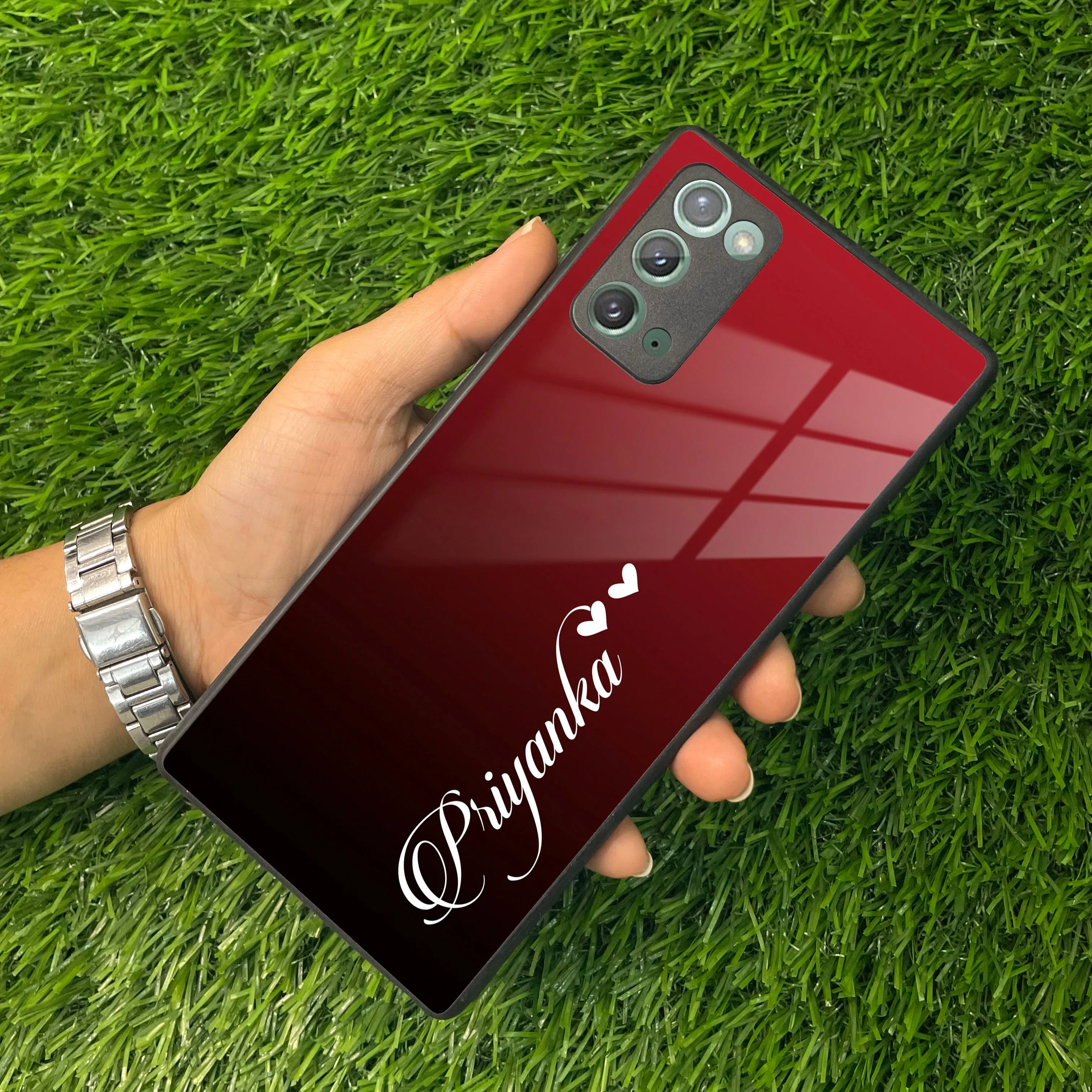 Customize Name Gradient Glass Case Cover Red Wine For Samsung