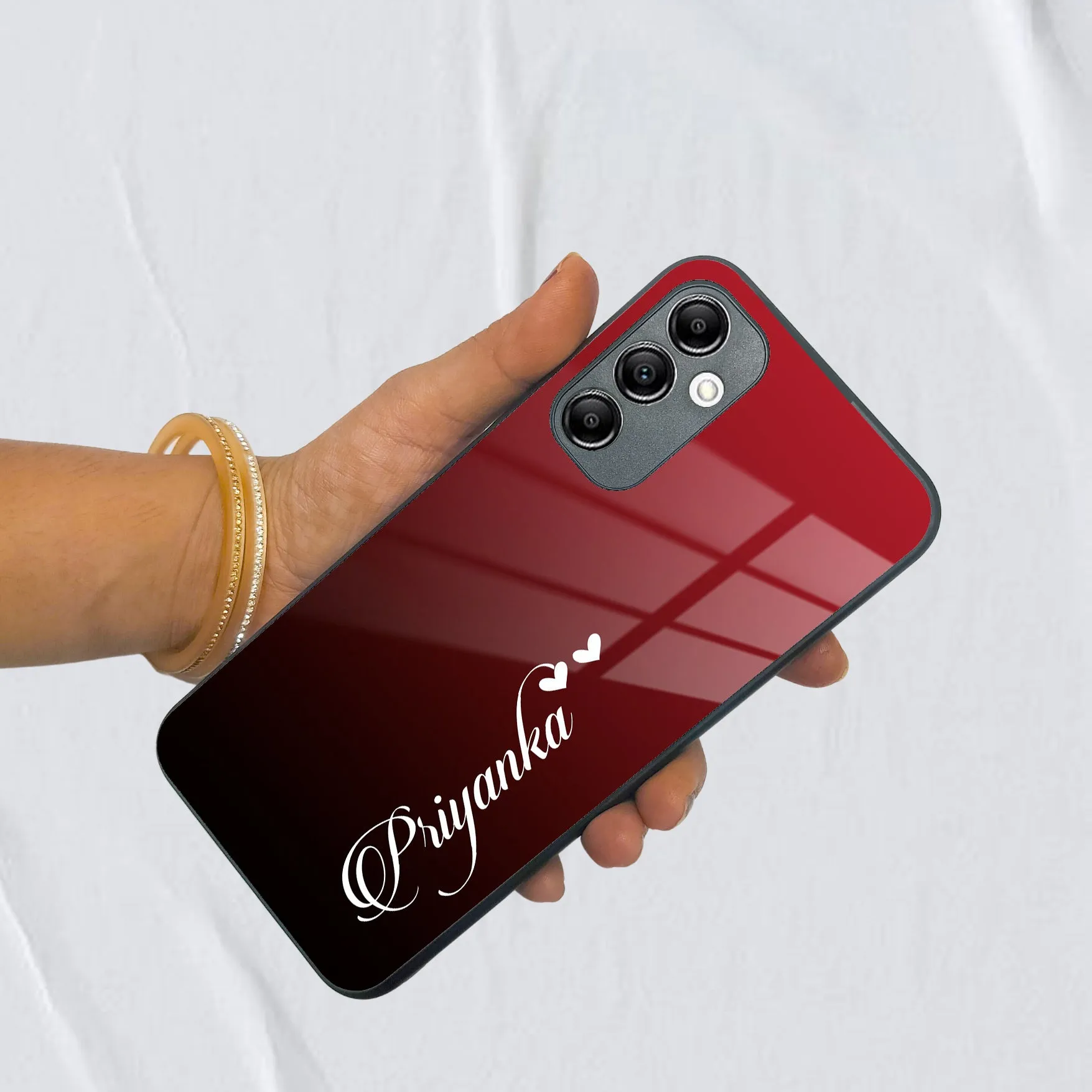 Customize Name Gradient Glass Case Cover Red Wine For Samsung