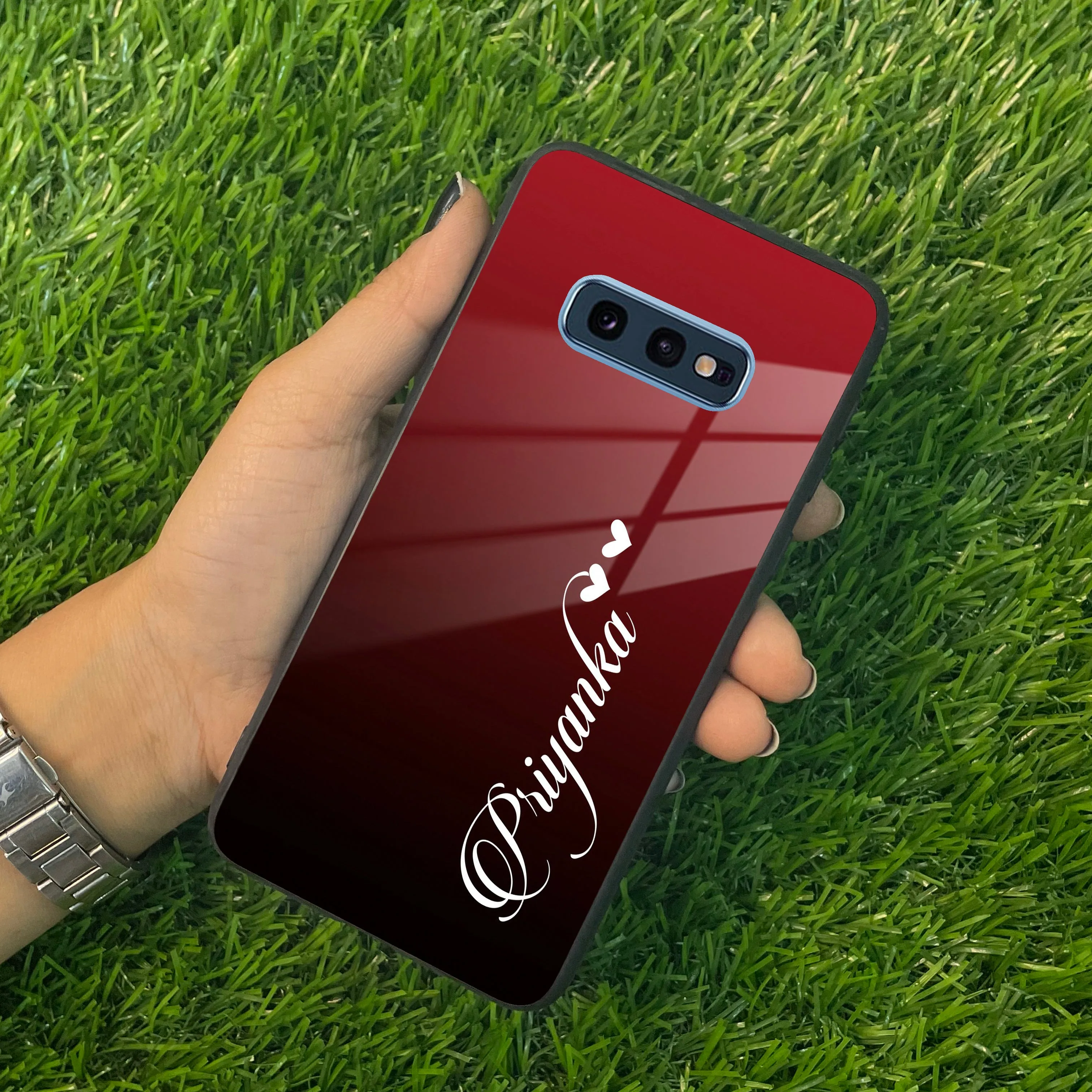 Customize Name Gradient Glass Case Cover Red Wine For Samsung