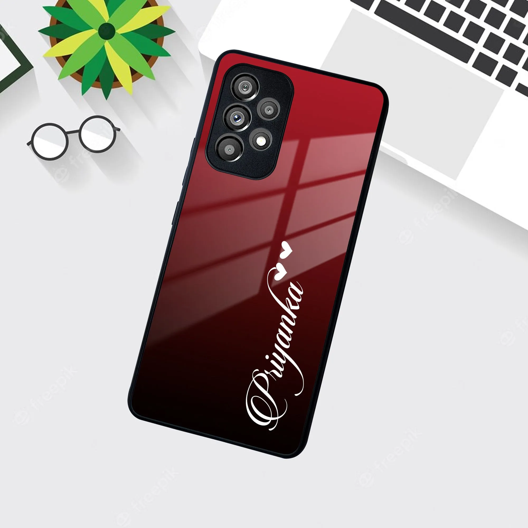 Customize Name Gradient Glass Case Cover Red Wine For Samsung